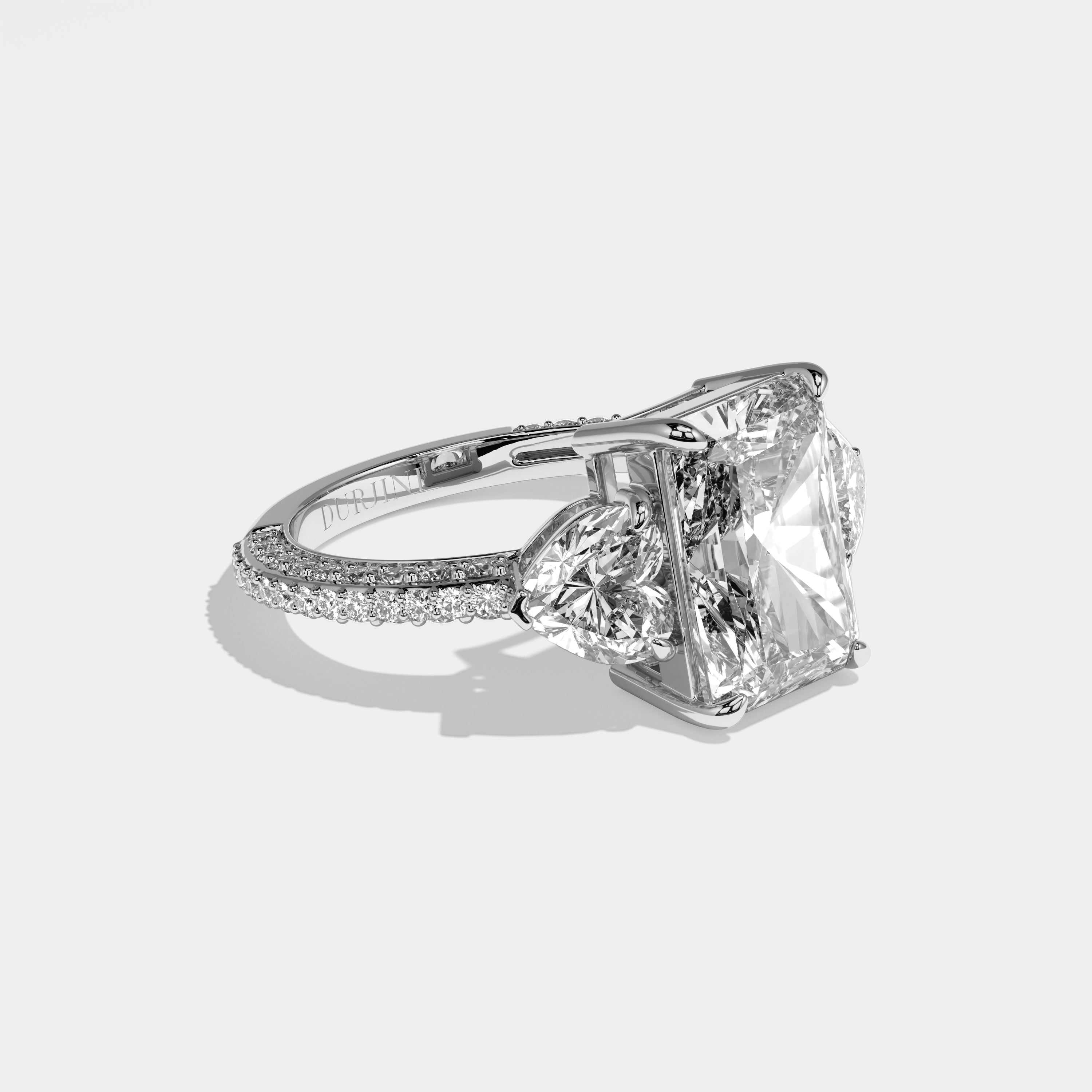 Monroe radiant-cut diamond engagement ring in 18K white gold by Kurbãni Durjini, right side view