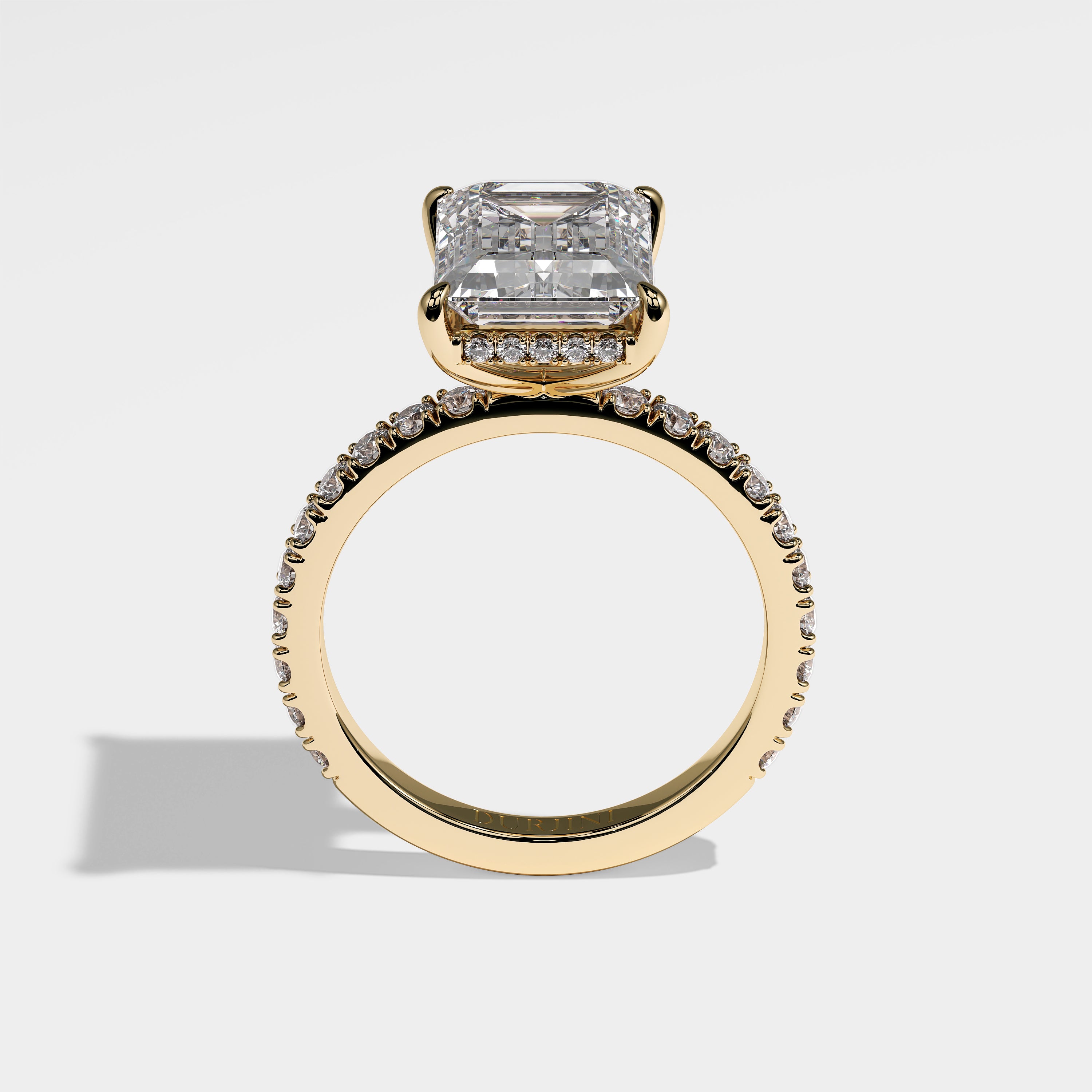 Amira Diamond Emerald Halo Engagement Ring 18K Yellow Gold 5.20ct