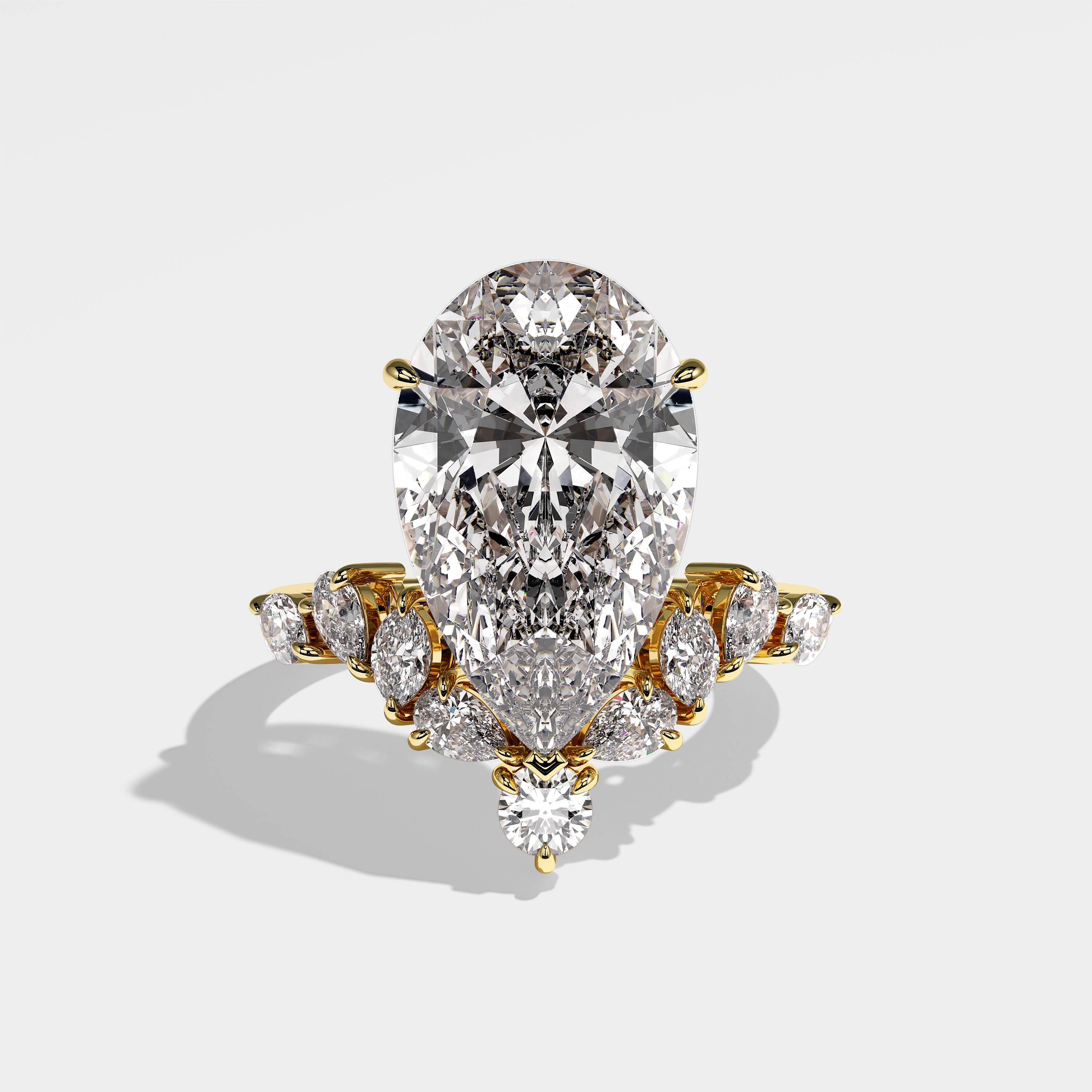 Emira Diamond Pear Halo Engagement Ring 18K Yellow Gold 18.00ct