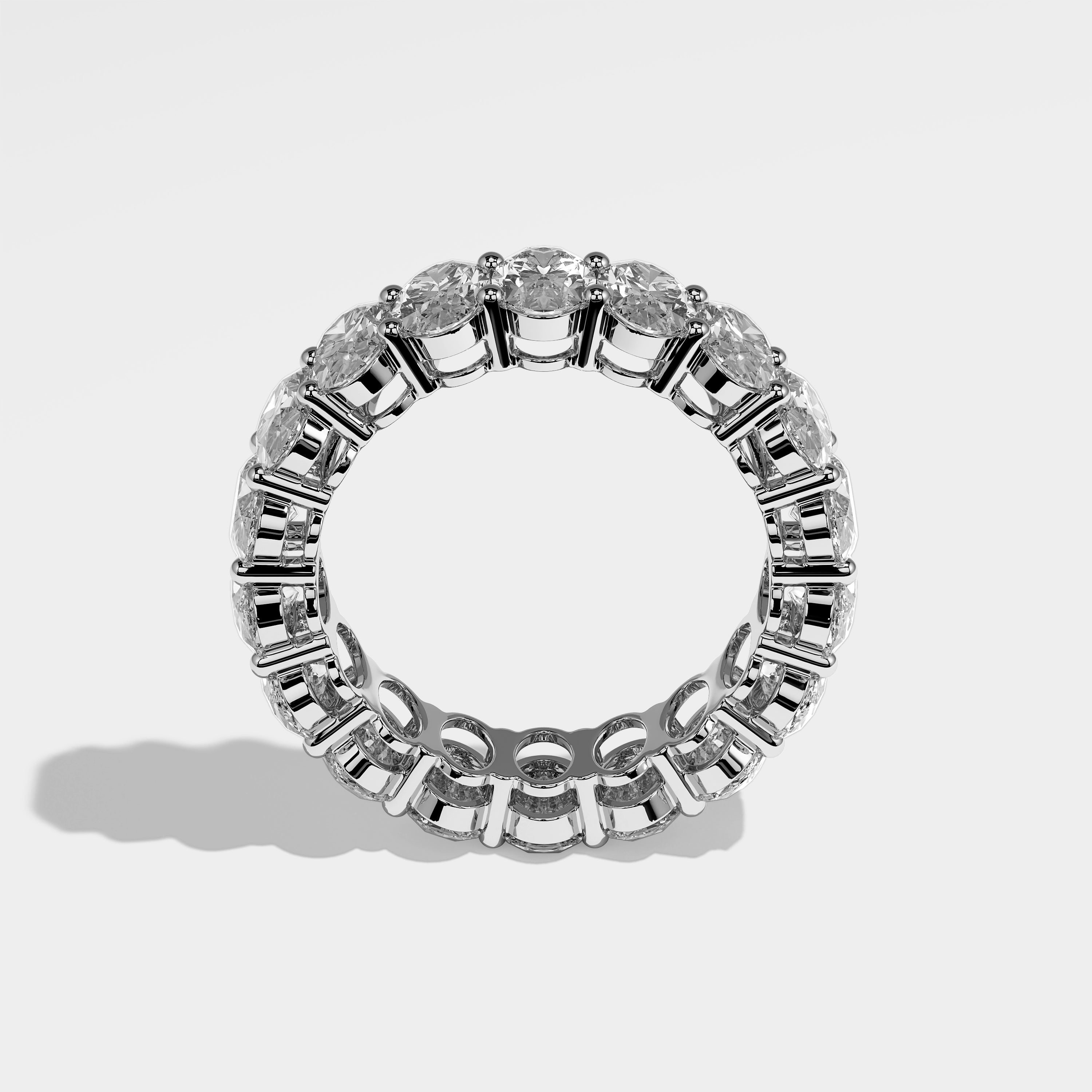 Honey Diamond Oval Eternity Engagement Ring 18K White Gold 9.00ct