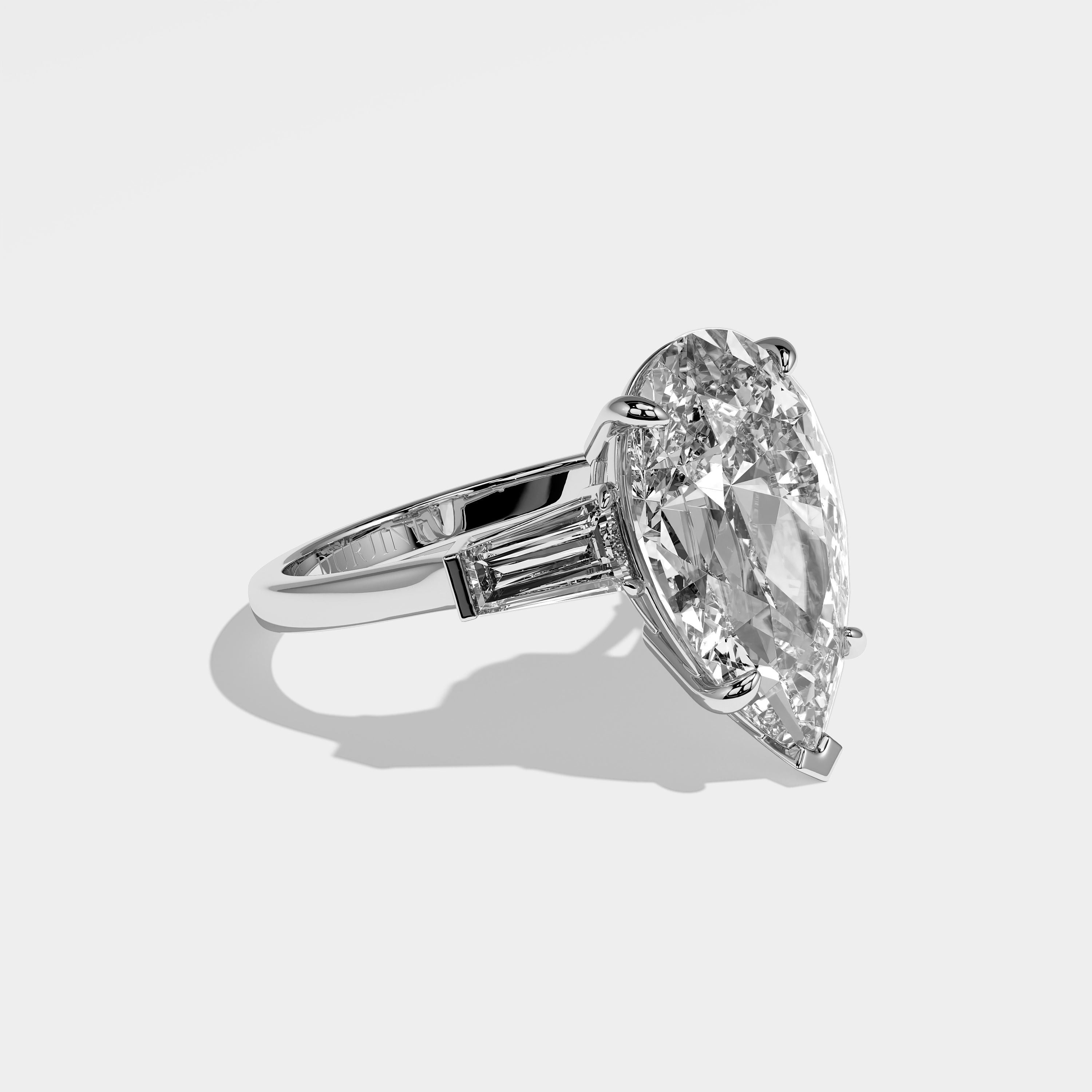 Emma Diamond Pear Engagement Ring 18K White Gold 5.30ct