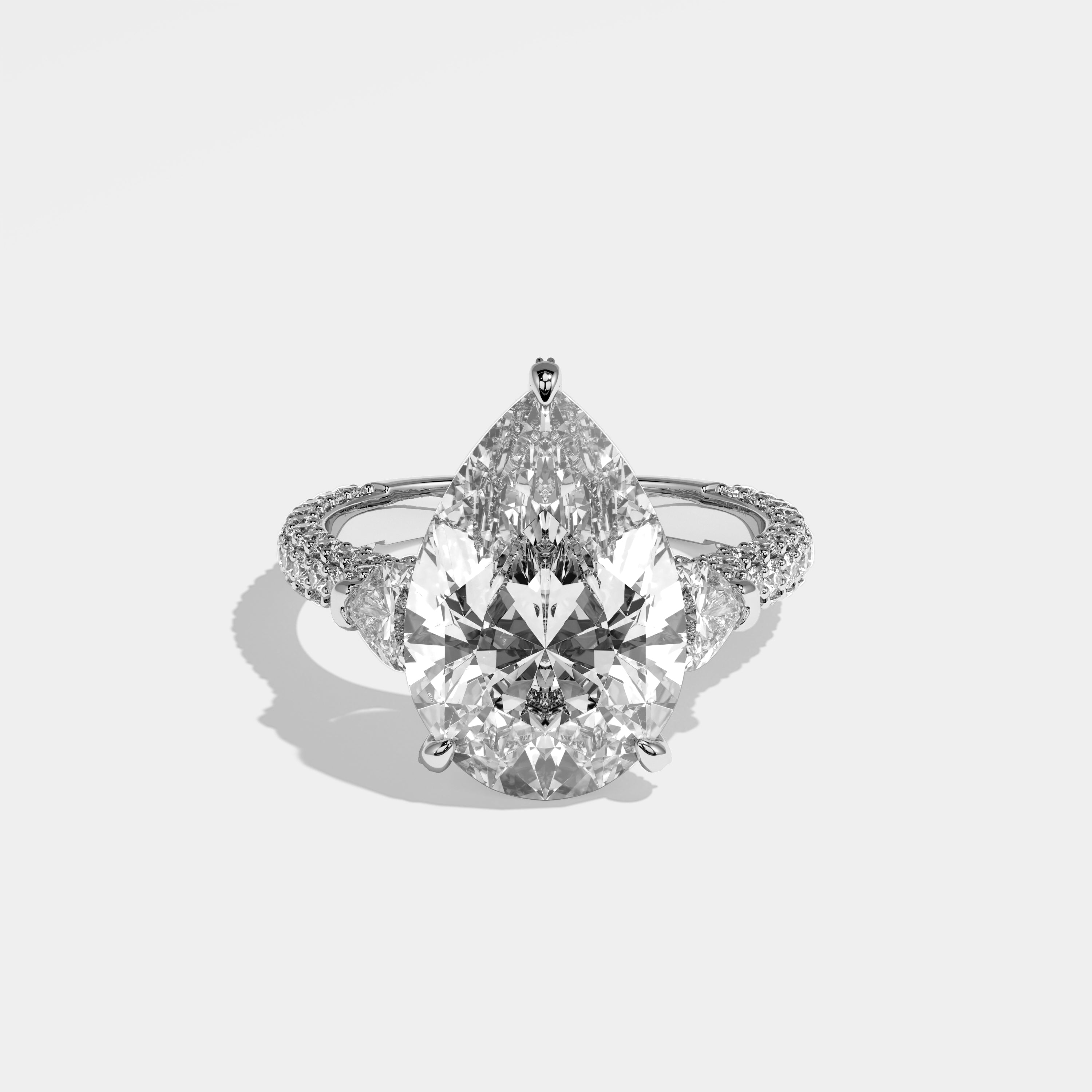 Delia Diamond Pear Halo Engagement Ring 18K White Gold 11.00ct