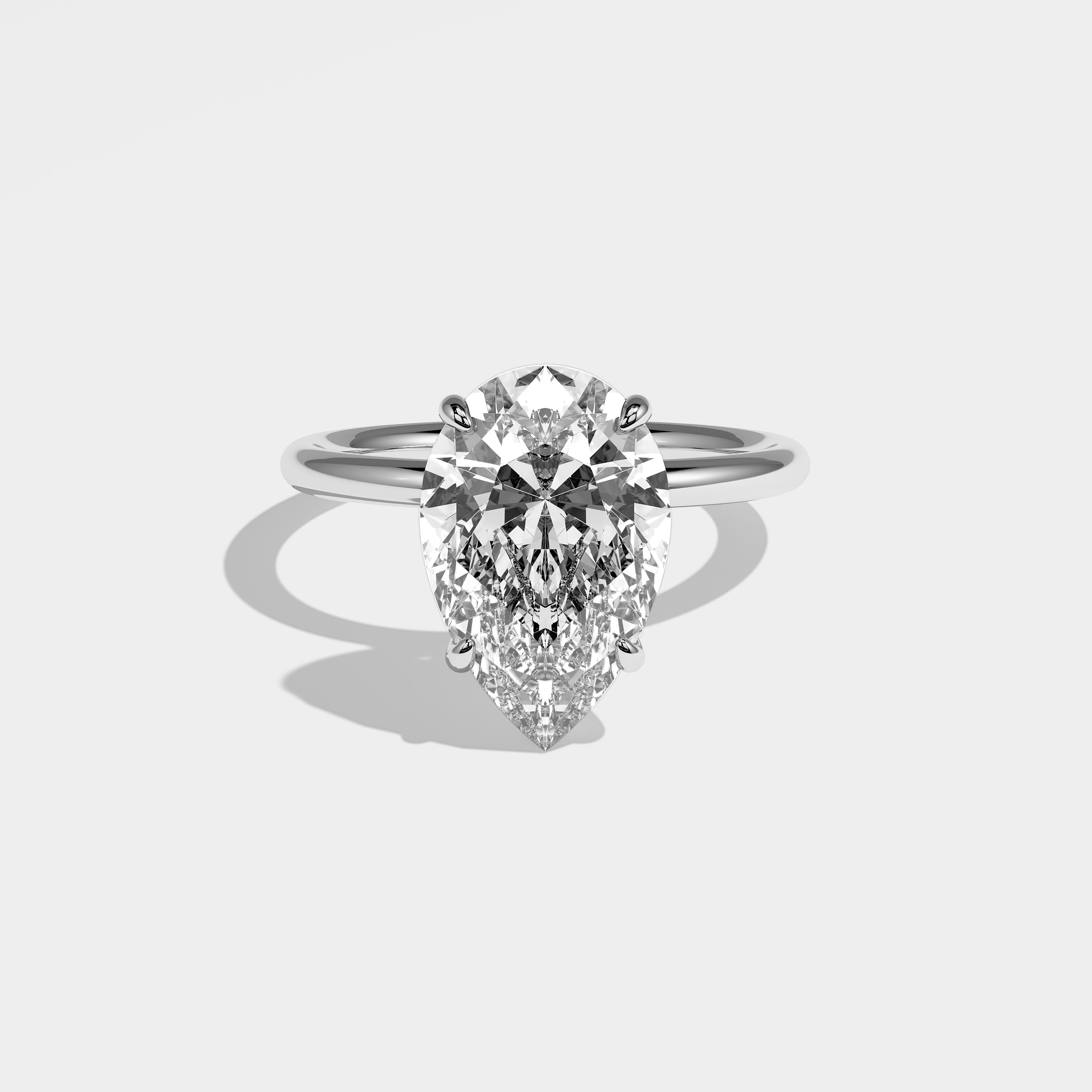 Liv Diamond Pear Halo Engagement Ring 18K White Gold 3.00ct