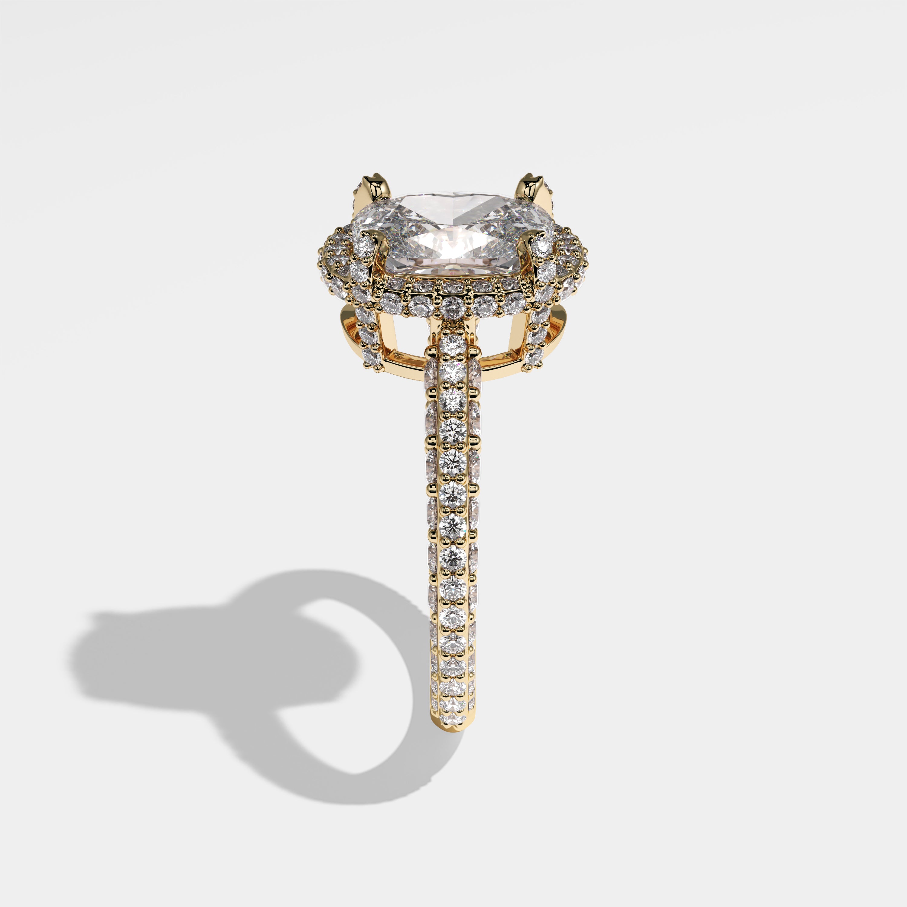 Maiden Diamond Oval Halo Engagement Ring 18K Yellow Gold 4.30ct