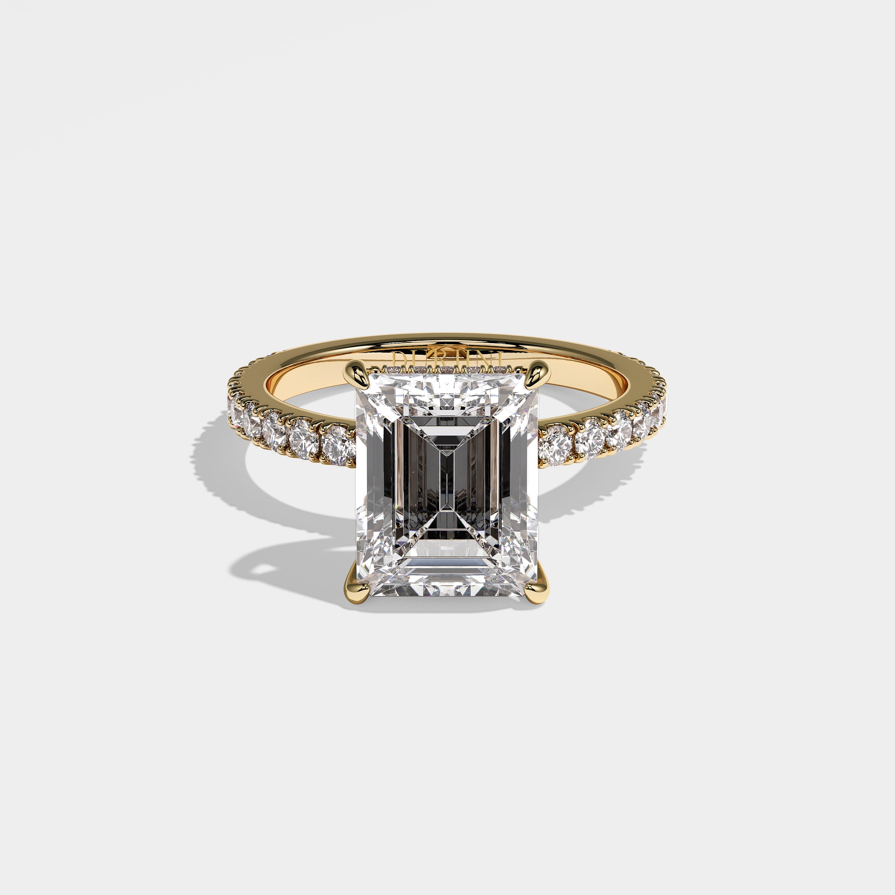 Amira Diamond Emerald Halo Engagement Ring 18K Yellow Gold 5.20ct
