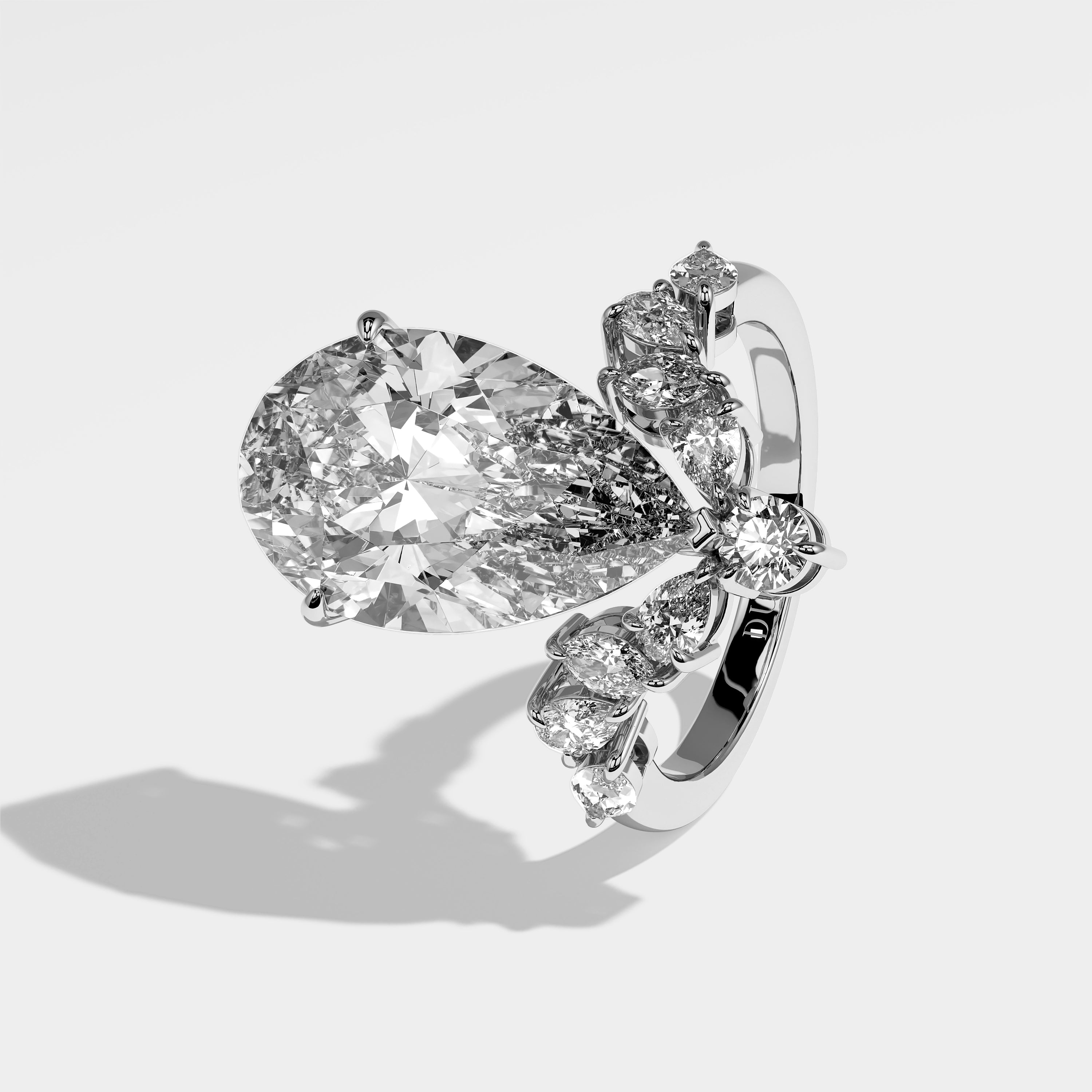 Titan Diamond Pear Halo Engagement Ring 18K White Gold 18.00ct