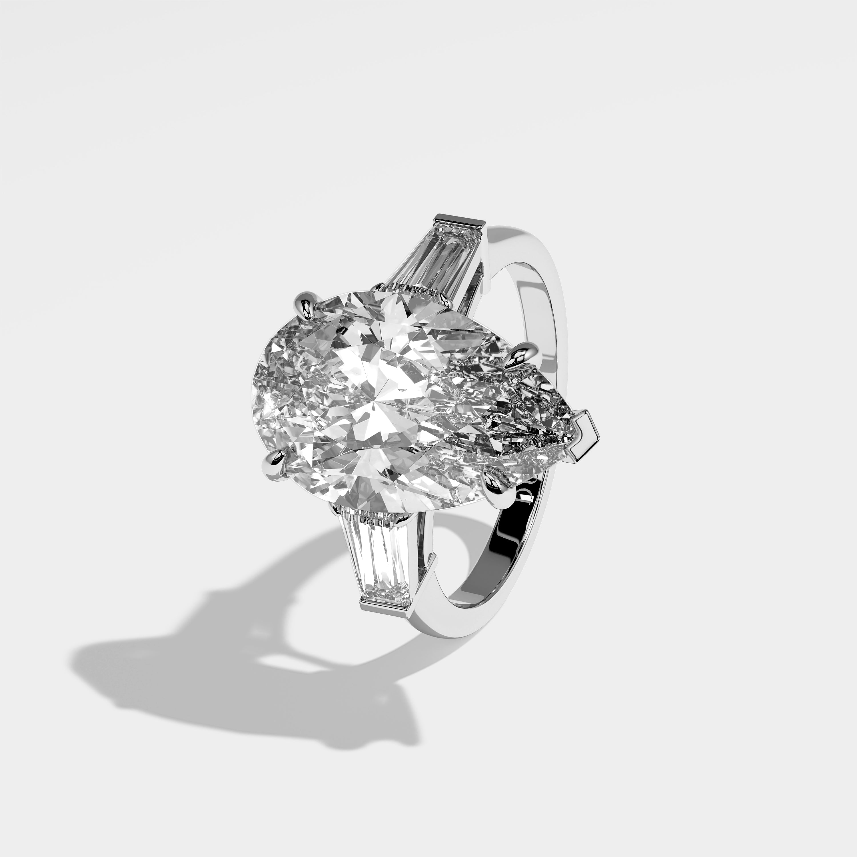 Emma Diamond Pear Engagement Ring 18K White Gold 5.30ct