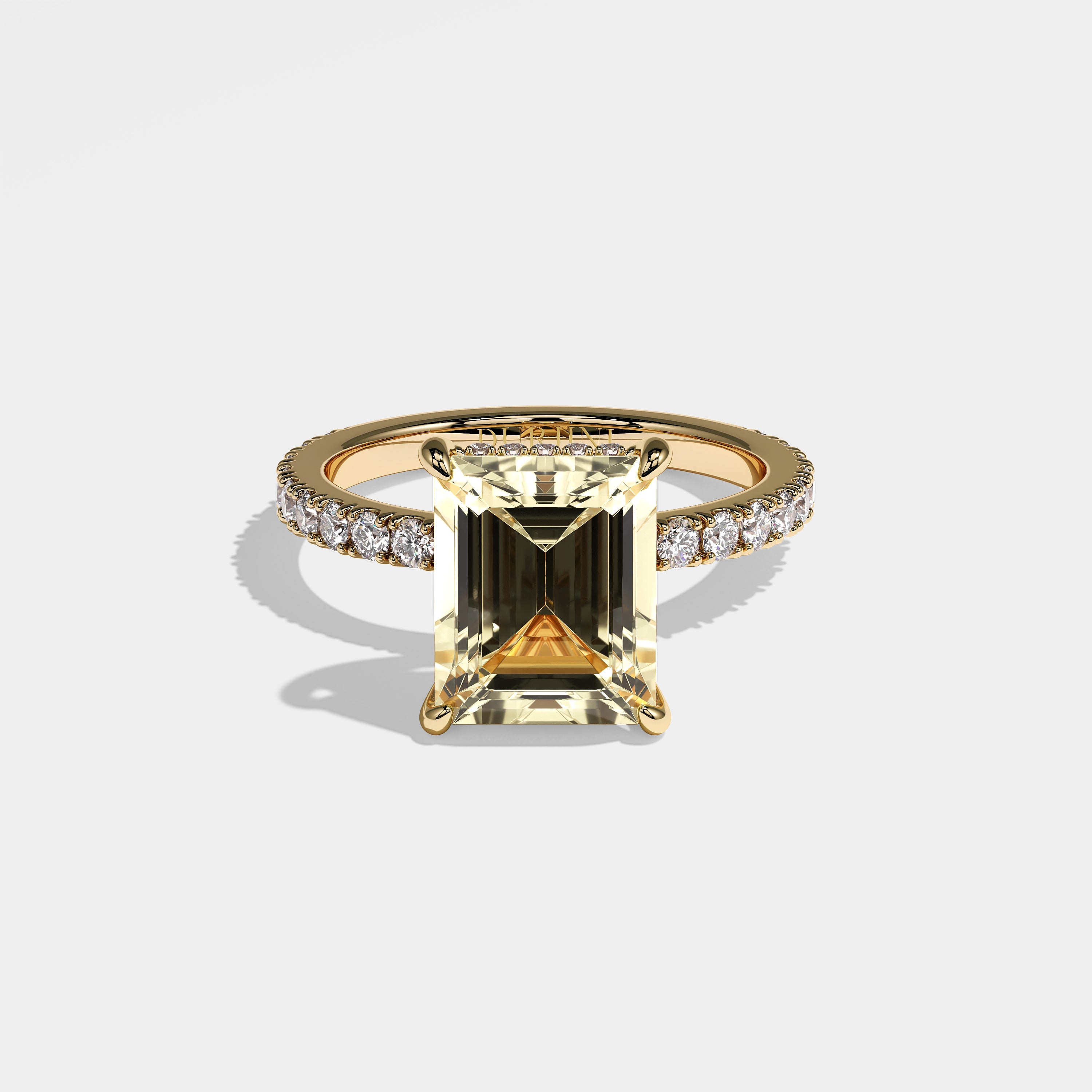 Macy Diamond Yellow Emerald Engagement Ring 18K Yellow Gold 4.50ct