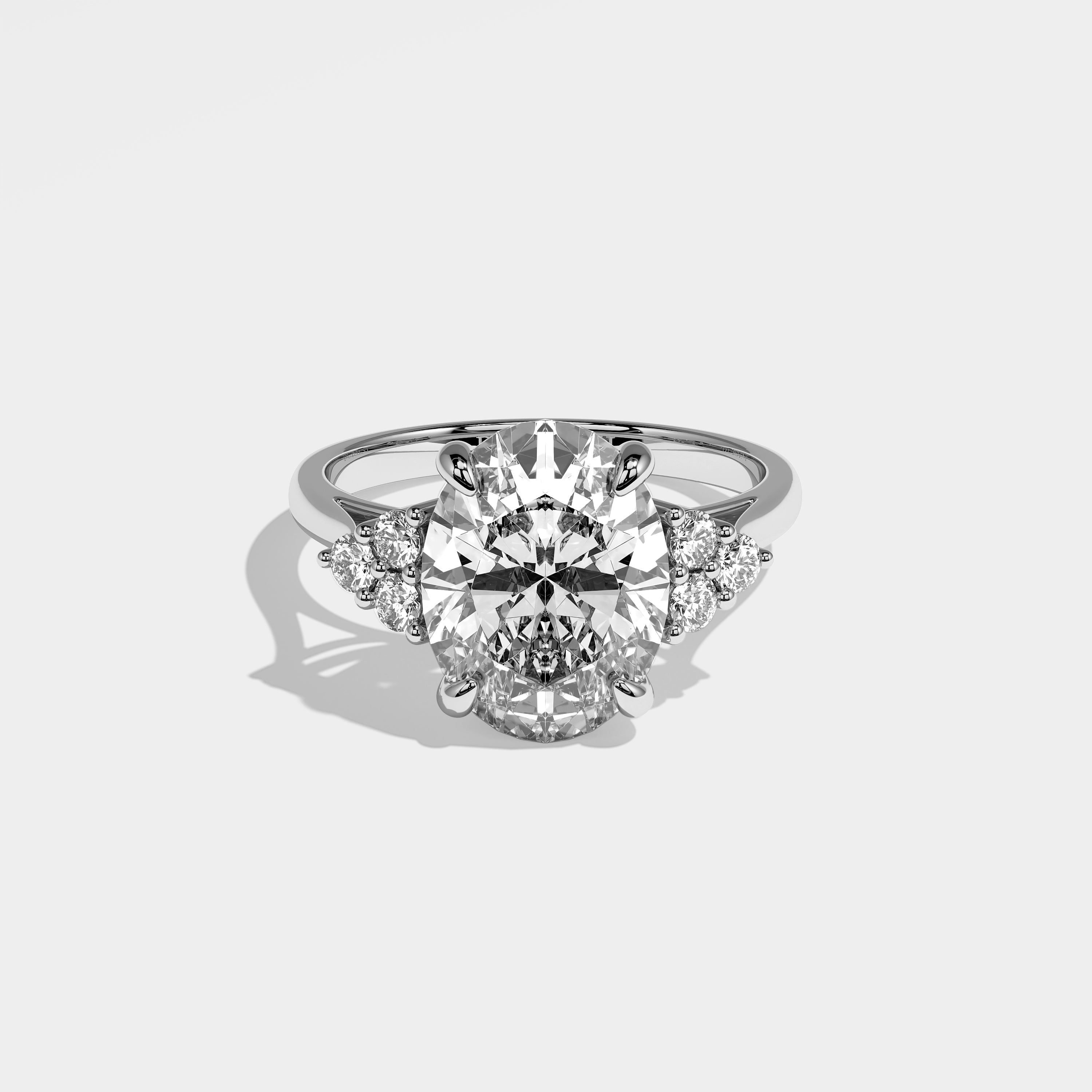 Winslow Diamond Oval Engagement Ring 18K White Gold 7.30ct