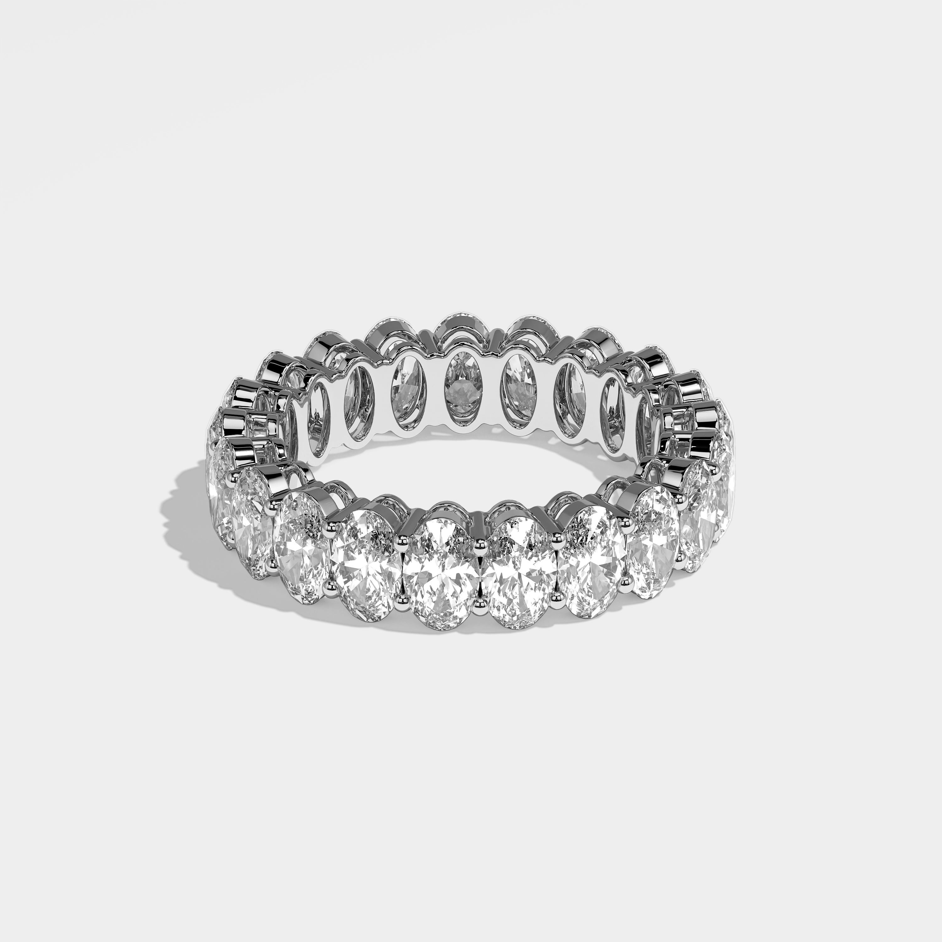 Alisha Diamond Oval Eternity Engagement Ring 18K White Gold 5.00ct