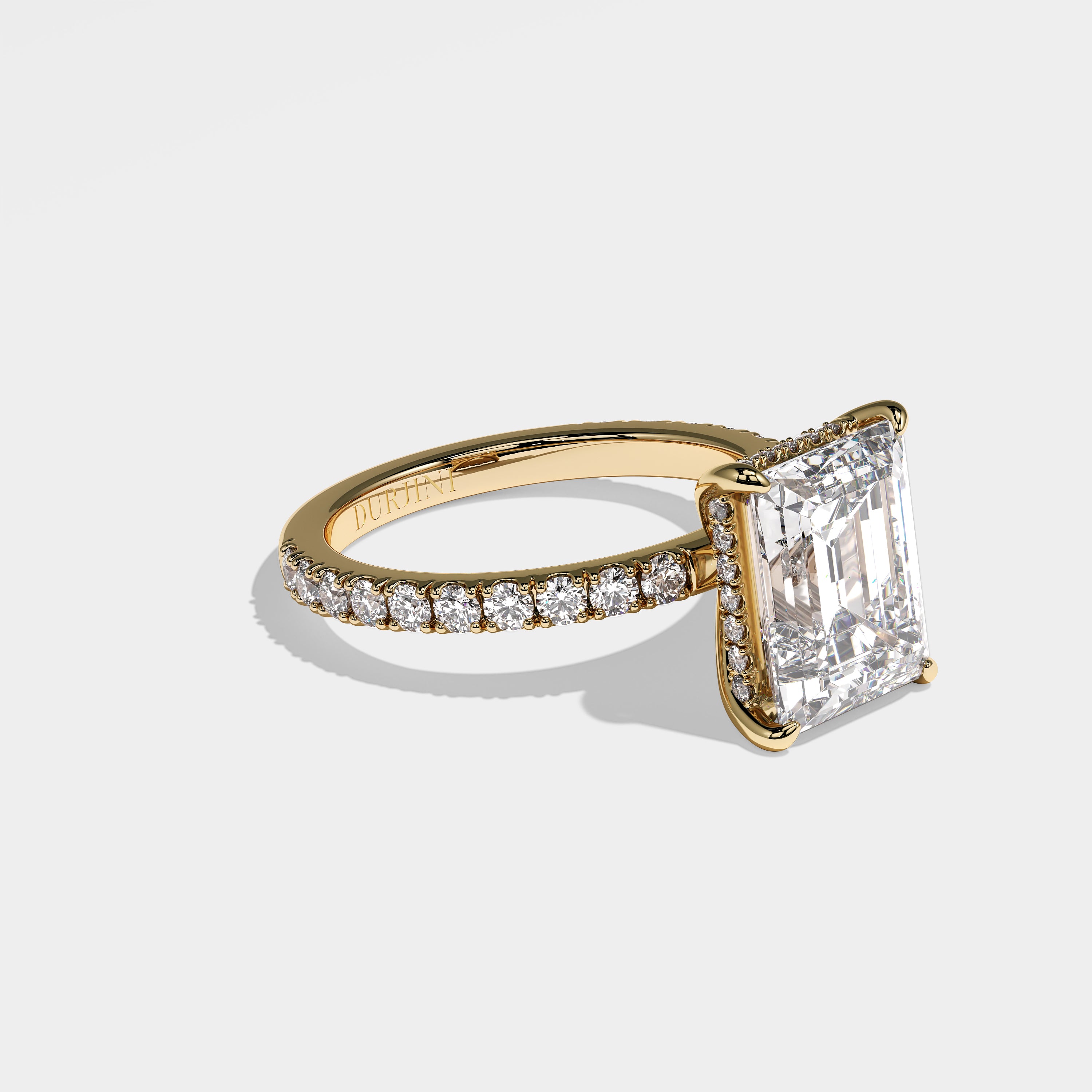 Amira Diamond Emerald Halo Engagement Ring 18K Yellow Gold 5.20ct