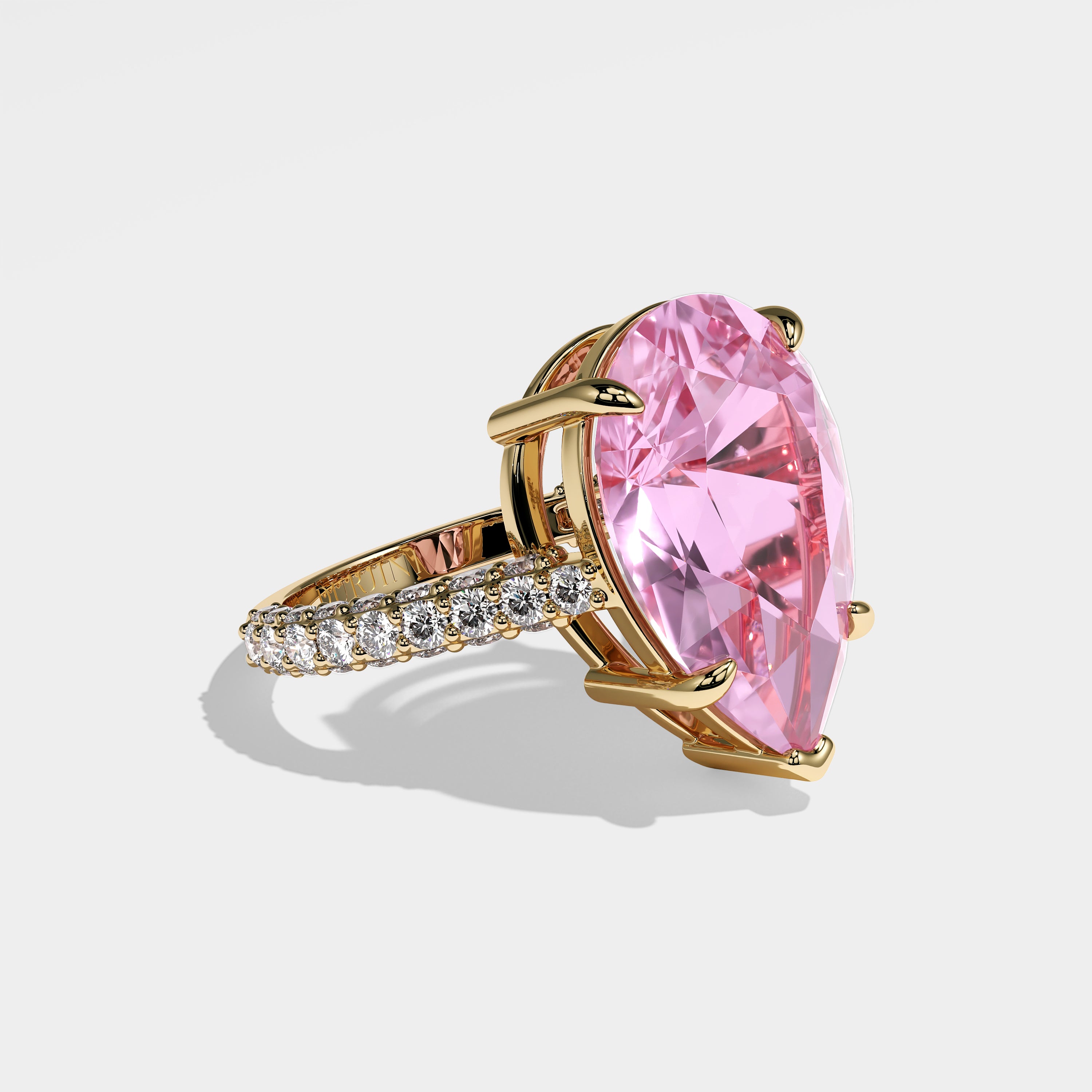 Britney Diamond Pink Pear Engagement Ring 18K Yellow Gold 8.00ct