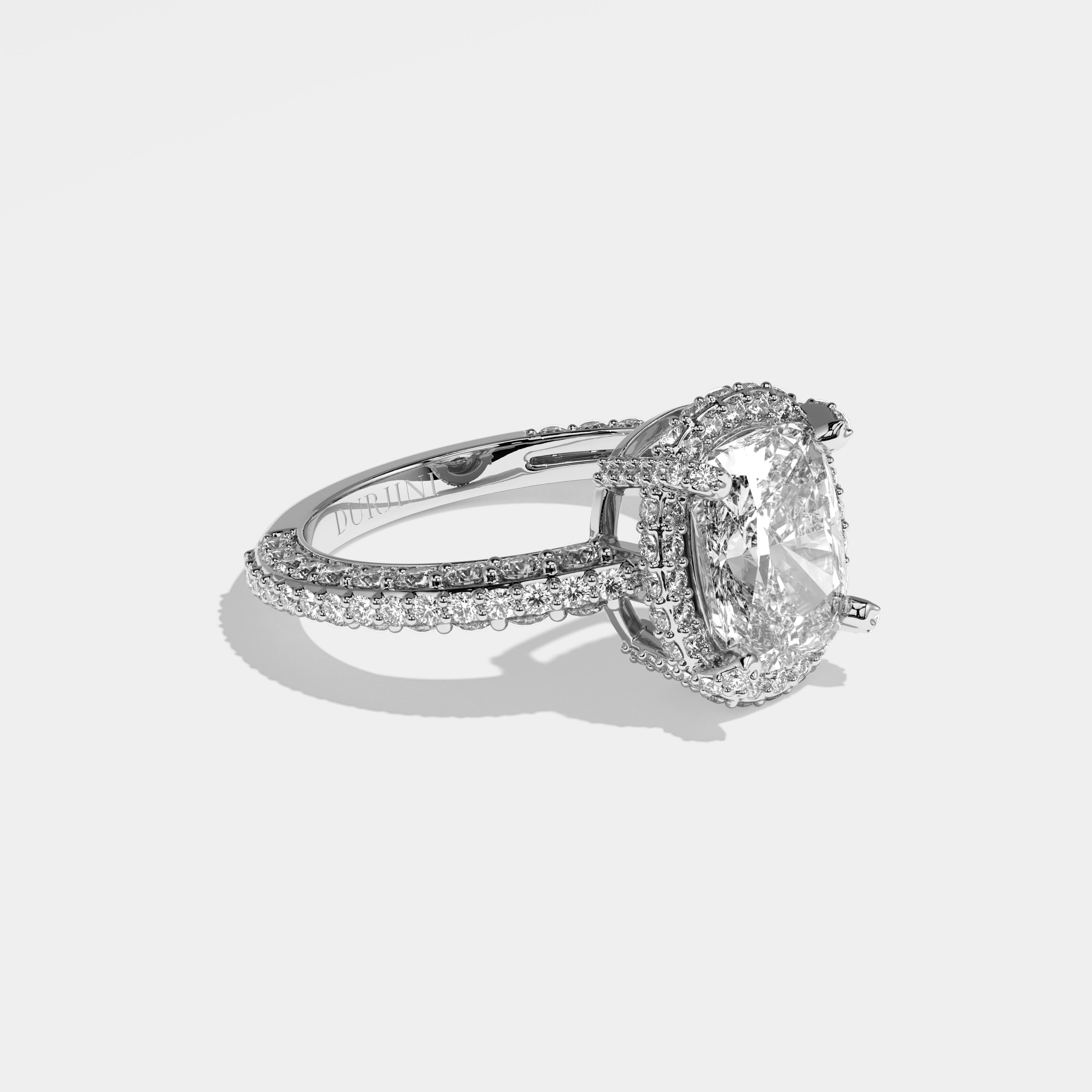 Riley Diamond Oval Halo Engagement Ring 18K White Gold 4.30ct