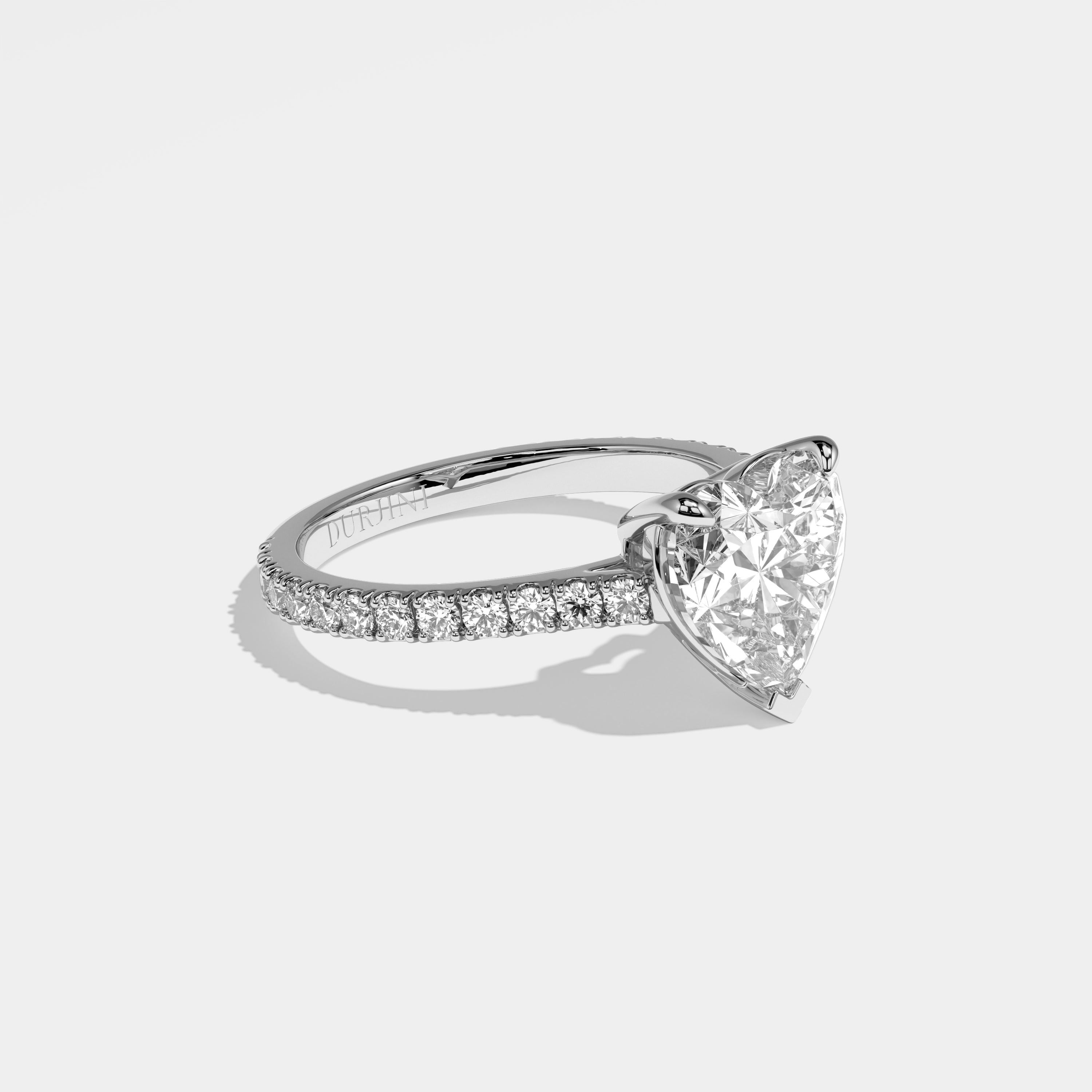 Misha Diamond Heart Engagement Ring 18K White Gold 4.00ct