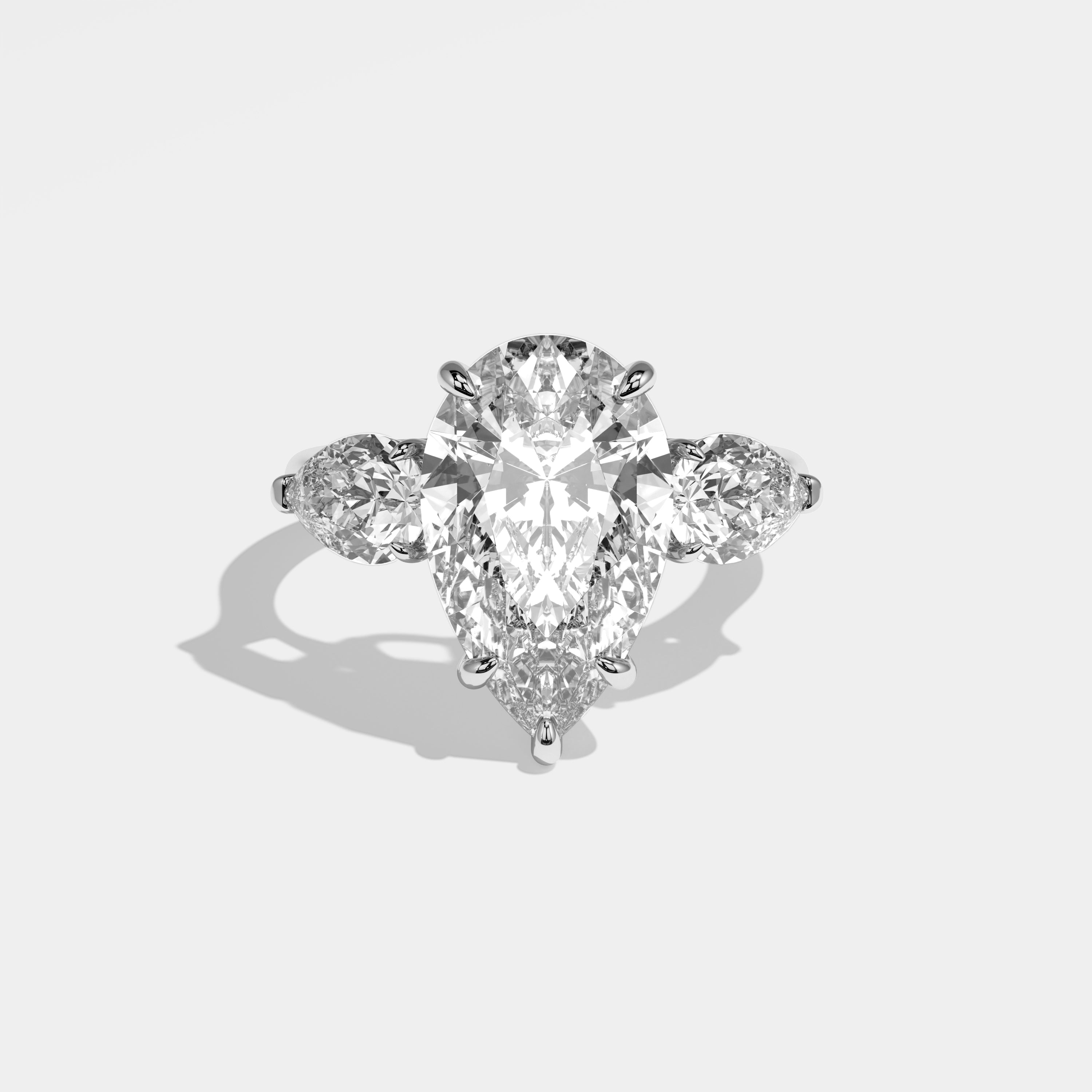 Erin Diamond Pear Engagement Ring 18K White Gold 8.50ct