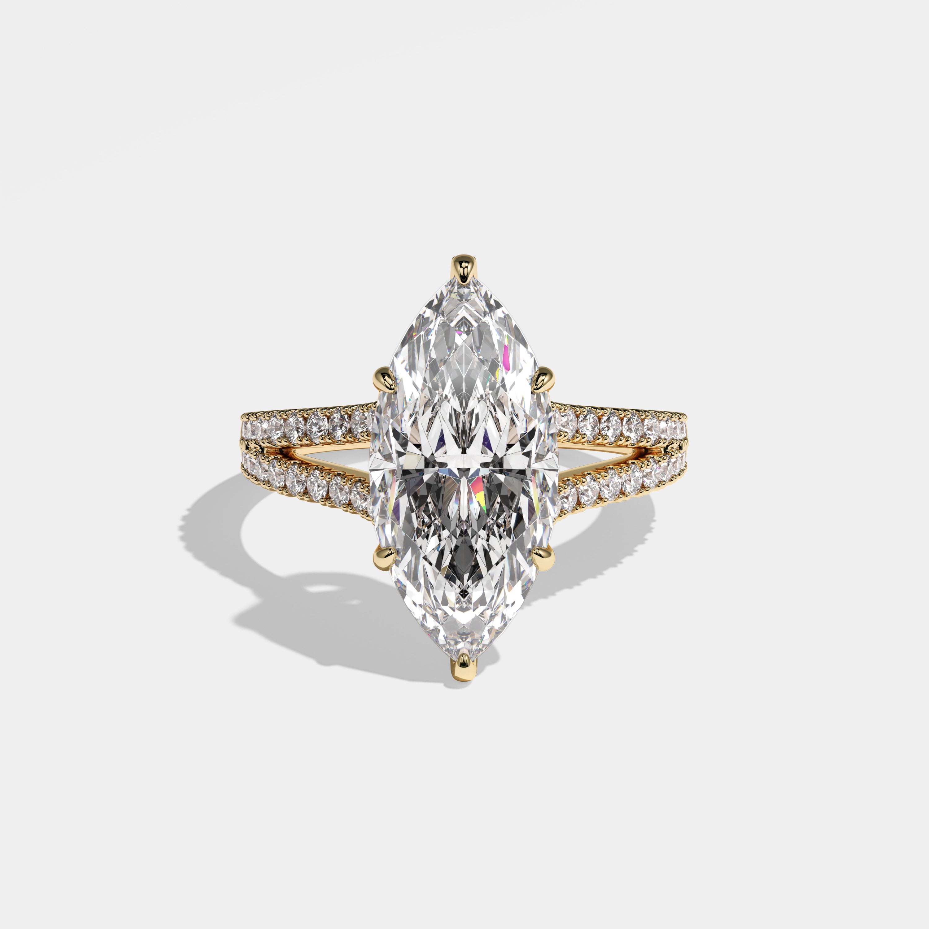 Helen Diamond Marquise Engagement Ring 18K Yellow Gold 7.00ct