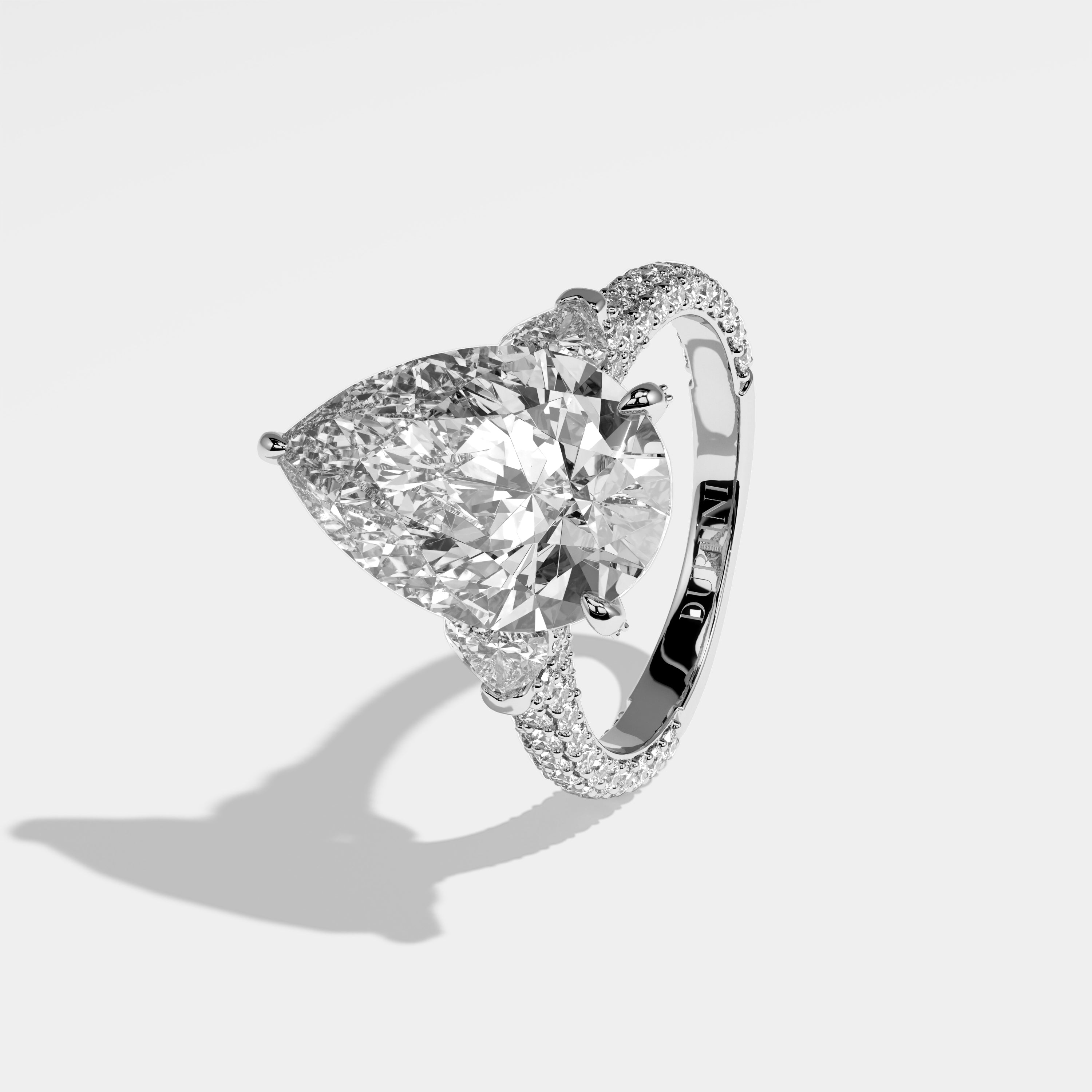 Delia Diamond Pear Halo Engagement Ring 18K White Gold 11.00ct
