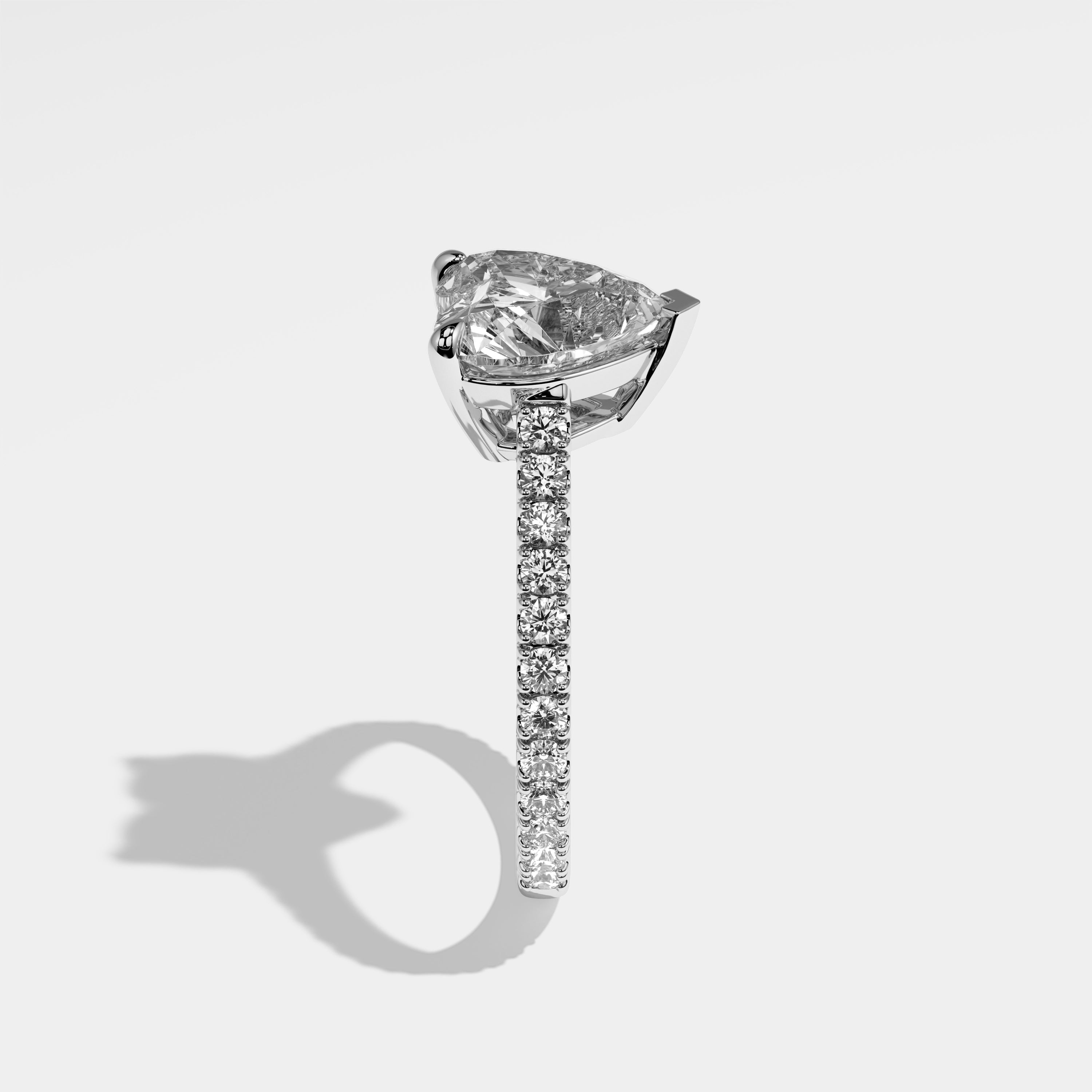 Misha Diamond Heart Engagement Ring 18K White Gold 4.00ct