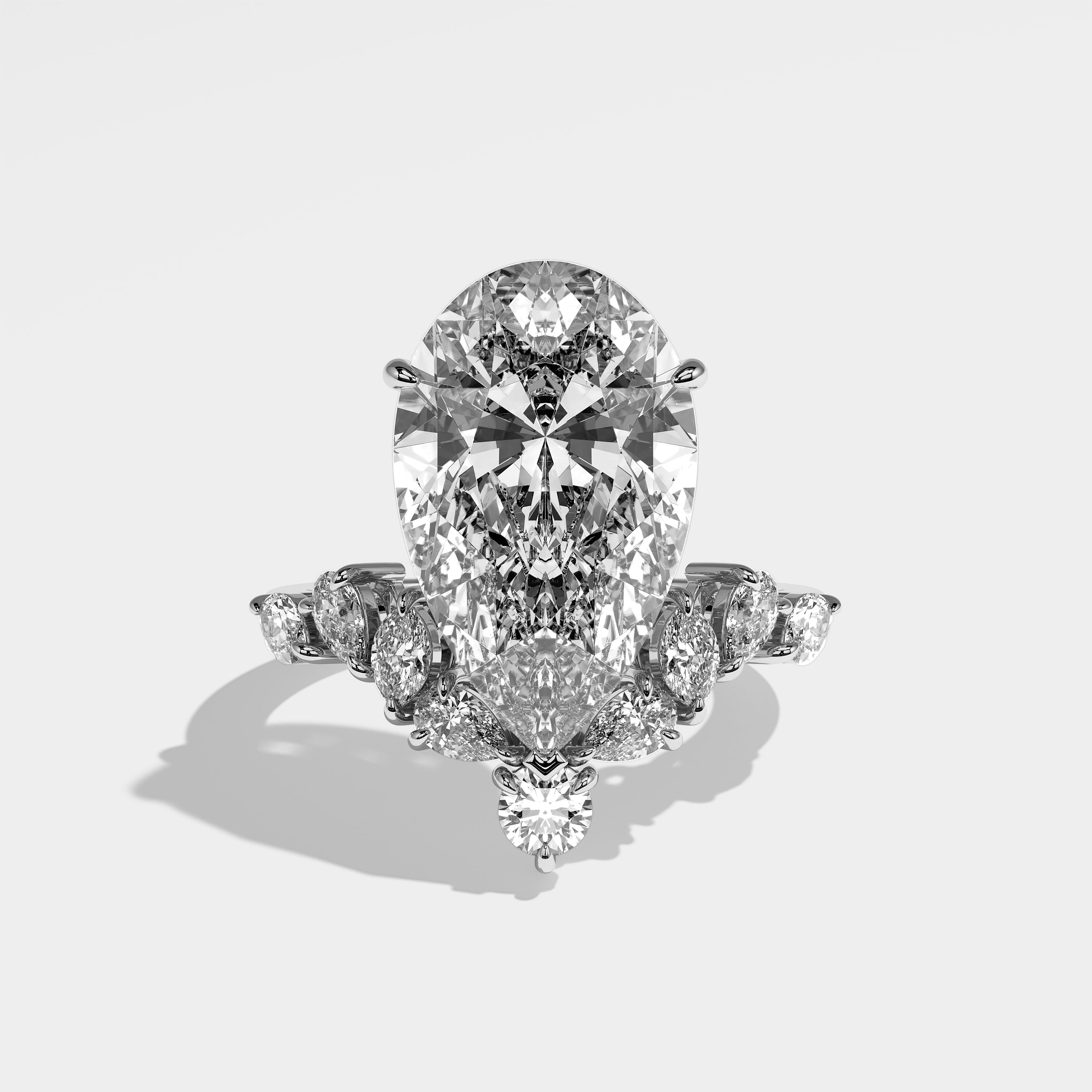 Titan Diamond Pear Halo Engagement Ring 18K White Gold 18.00ct