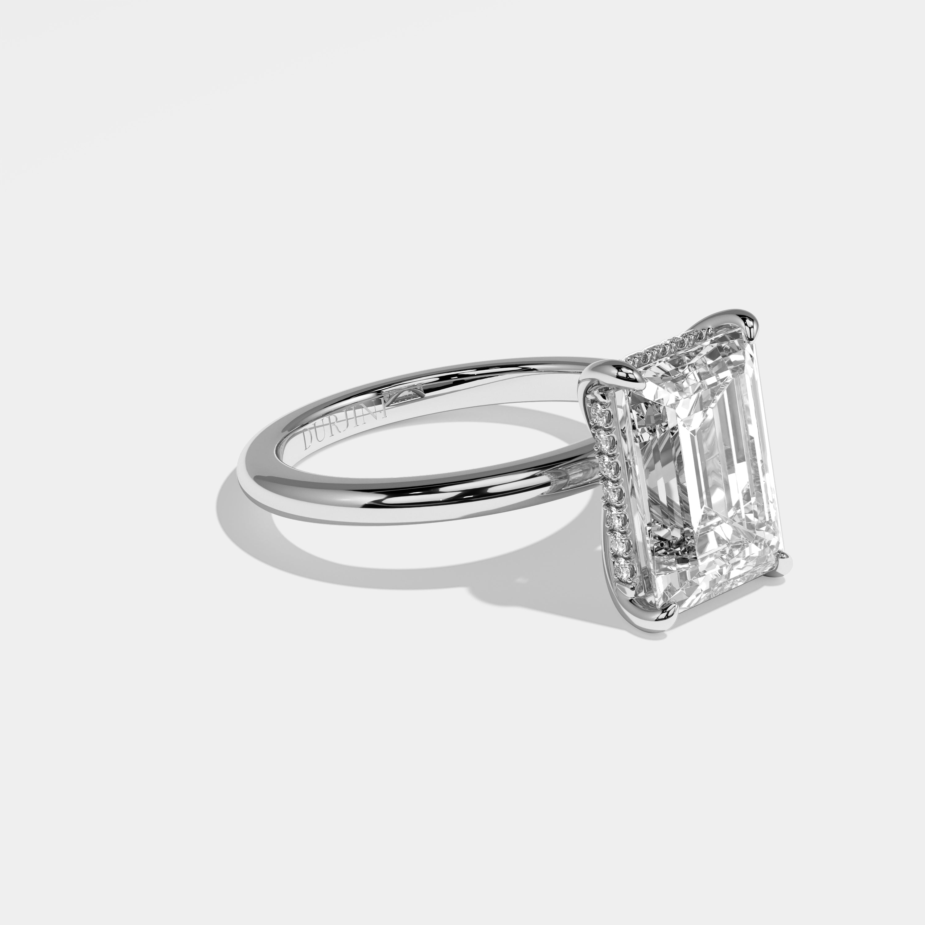 Right View – Kurbãni Durjini Diamond Emerald Halo Engagement Ring White Gold
