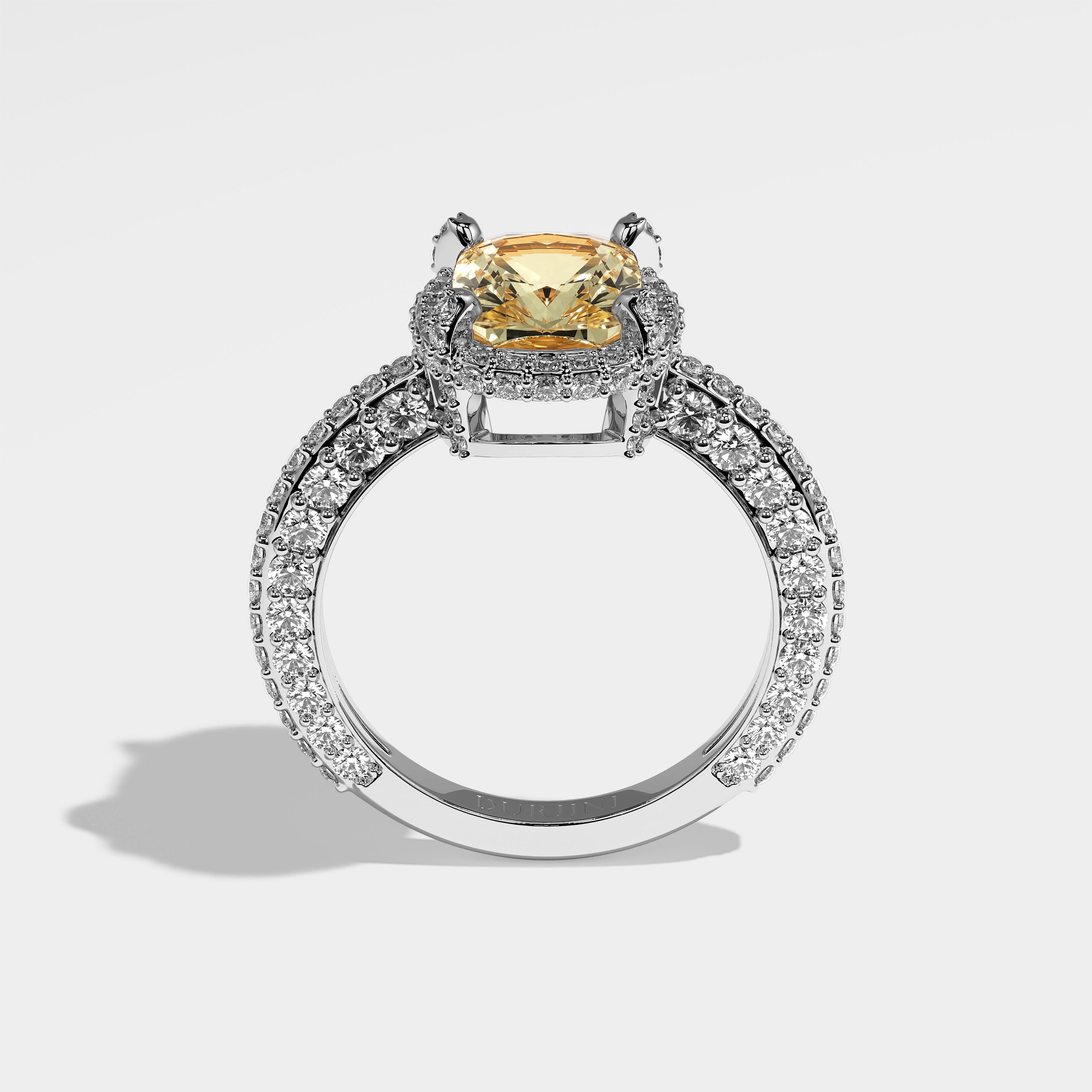 Robin Diamond Yellow Oval Halo Engagement Ring 18K White Gold 7.00ct