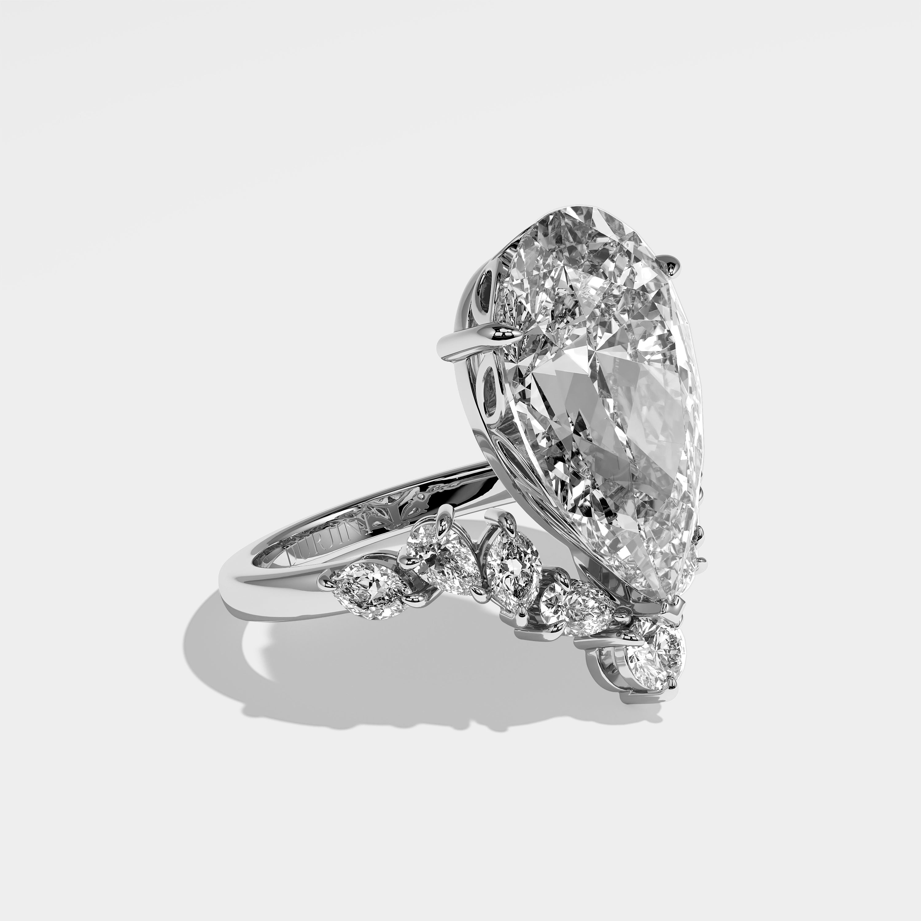 Titan Diamond Pear Halo Engagement Ring 18K White Gold 18.00ct