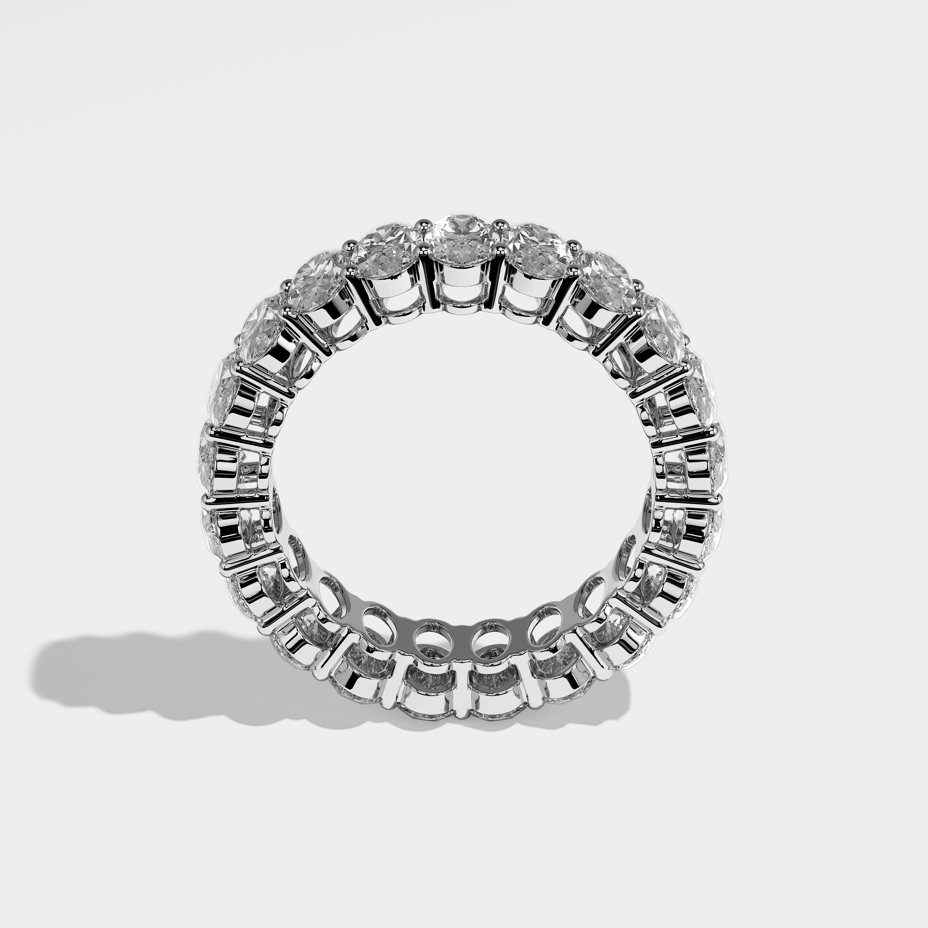 Alisha Diamond Oval Eternity Engagement Ring 18K White Gold 5.00ct