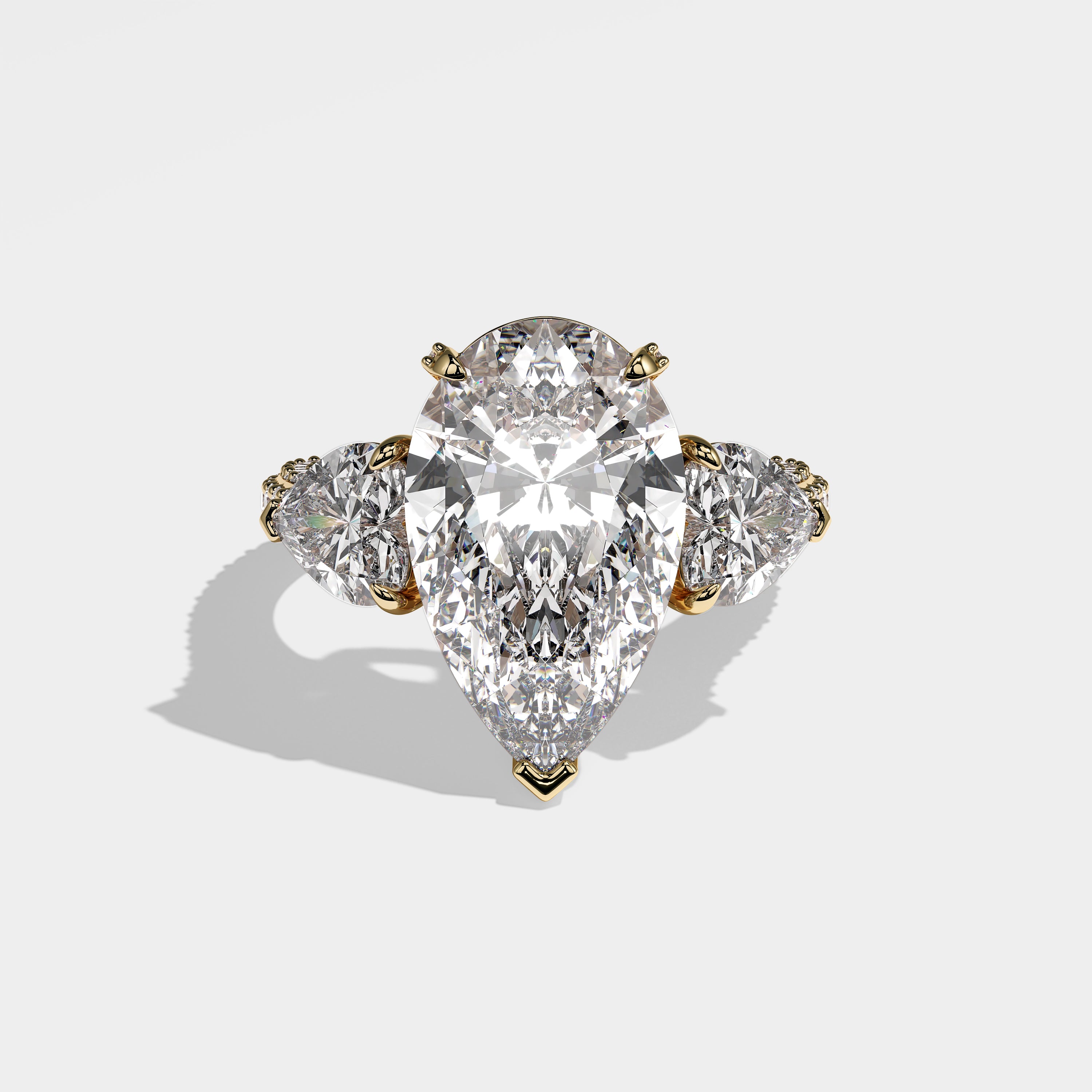Georgia Diamond Pear Engagement Ring 18K Yellow Gold 11.00ct