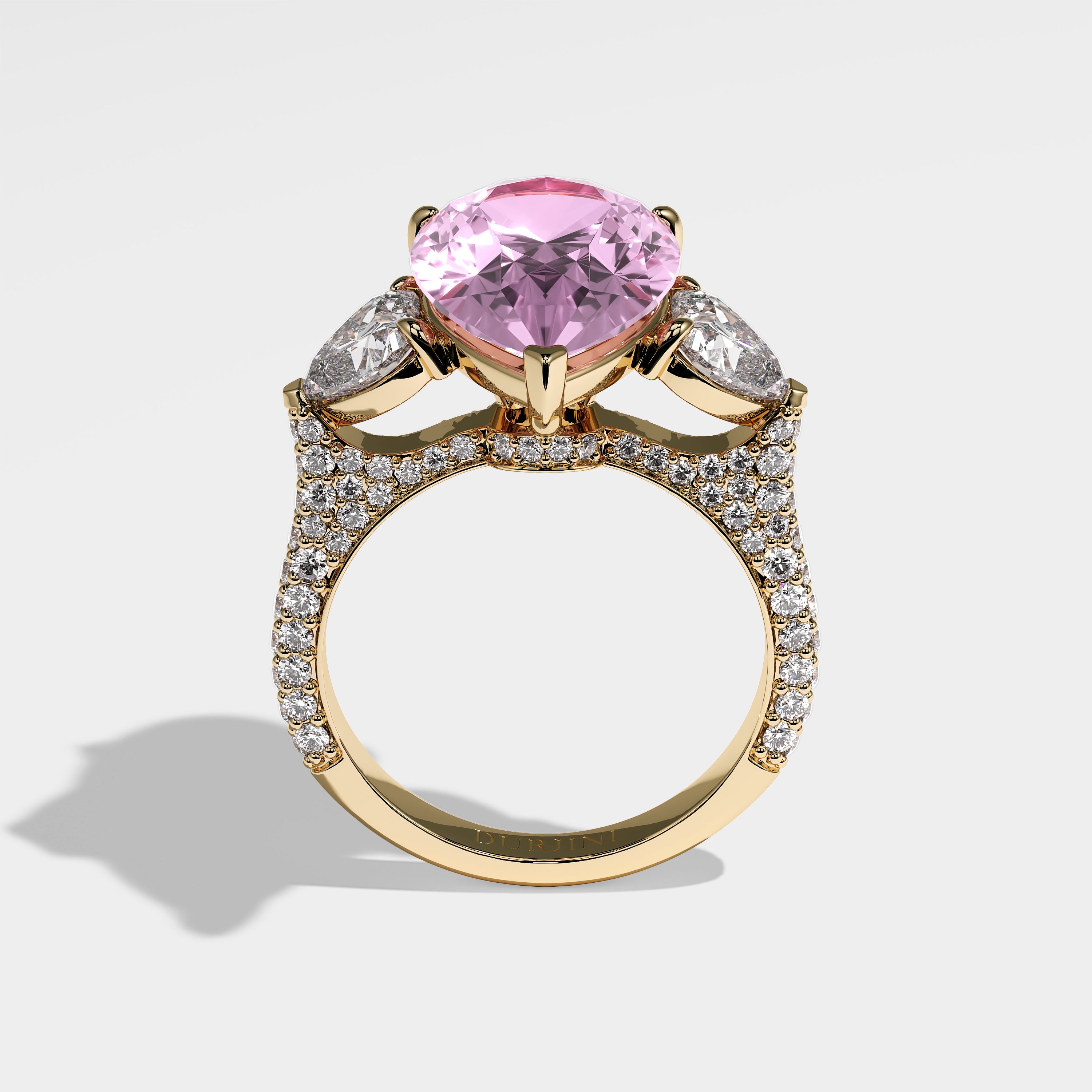 Sabah Diamond Pink Pear Engagement Ring 18K Yellow Gold 6.00ct