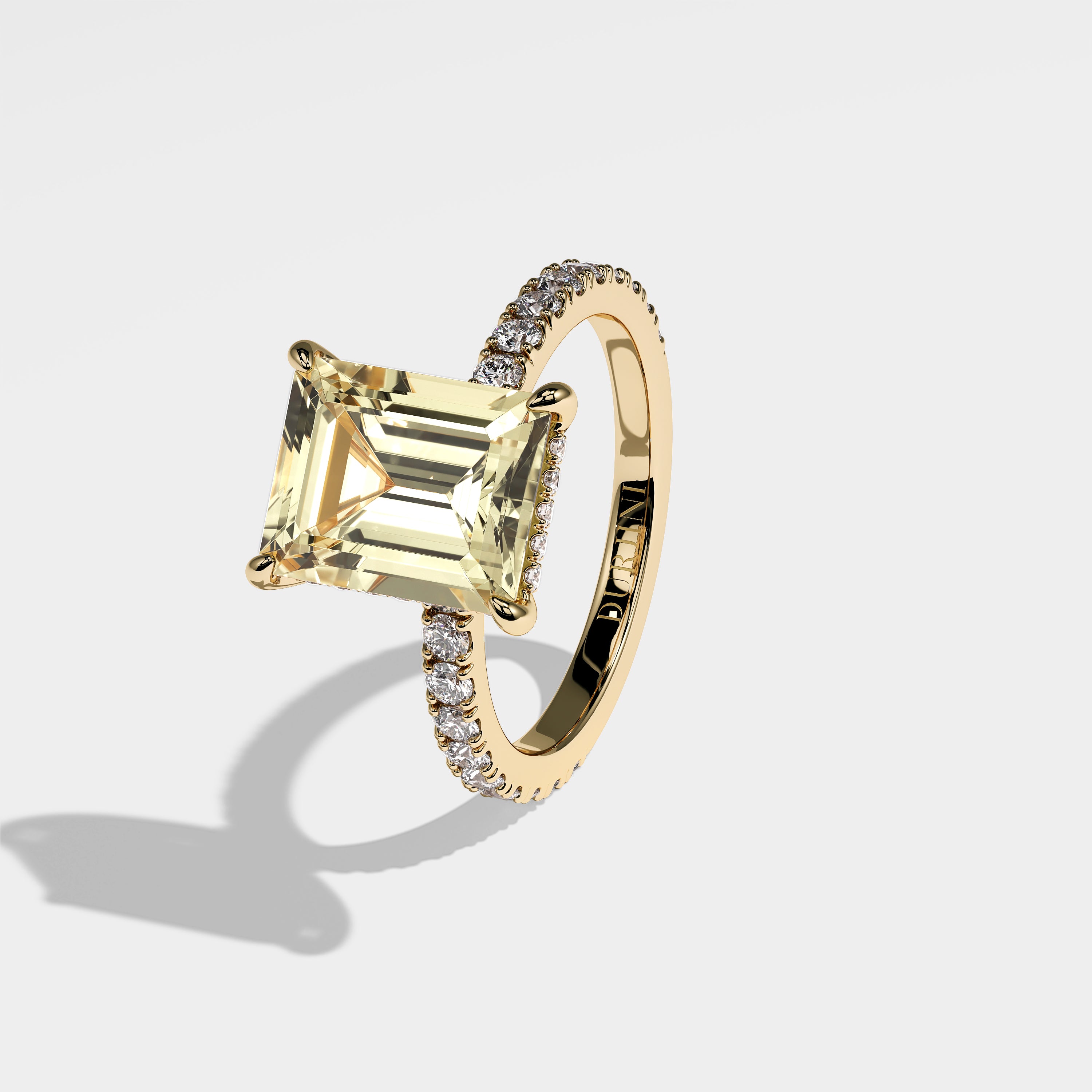 Macy Diamond Yellow Emerald Engagement Ring 18K Yellow Gold 4.50ct