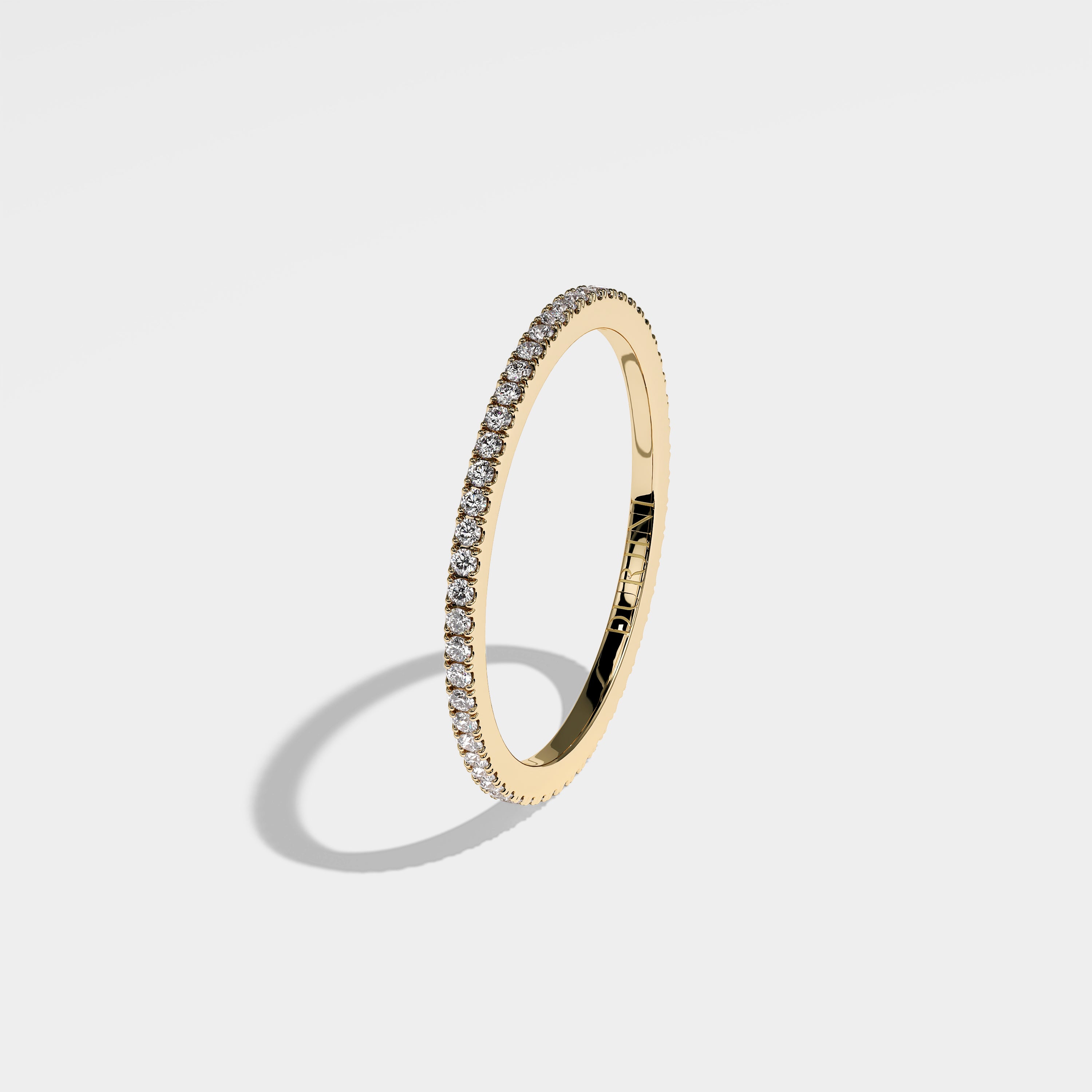 Lana round brilliant-cut eternity diamond ring 18K yellow gold by Kurbãni Durjini, left side