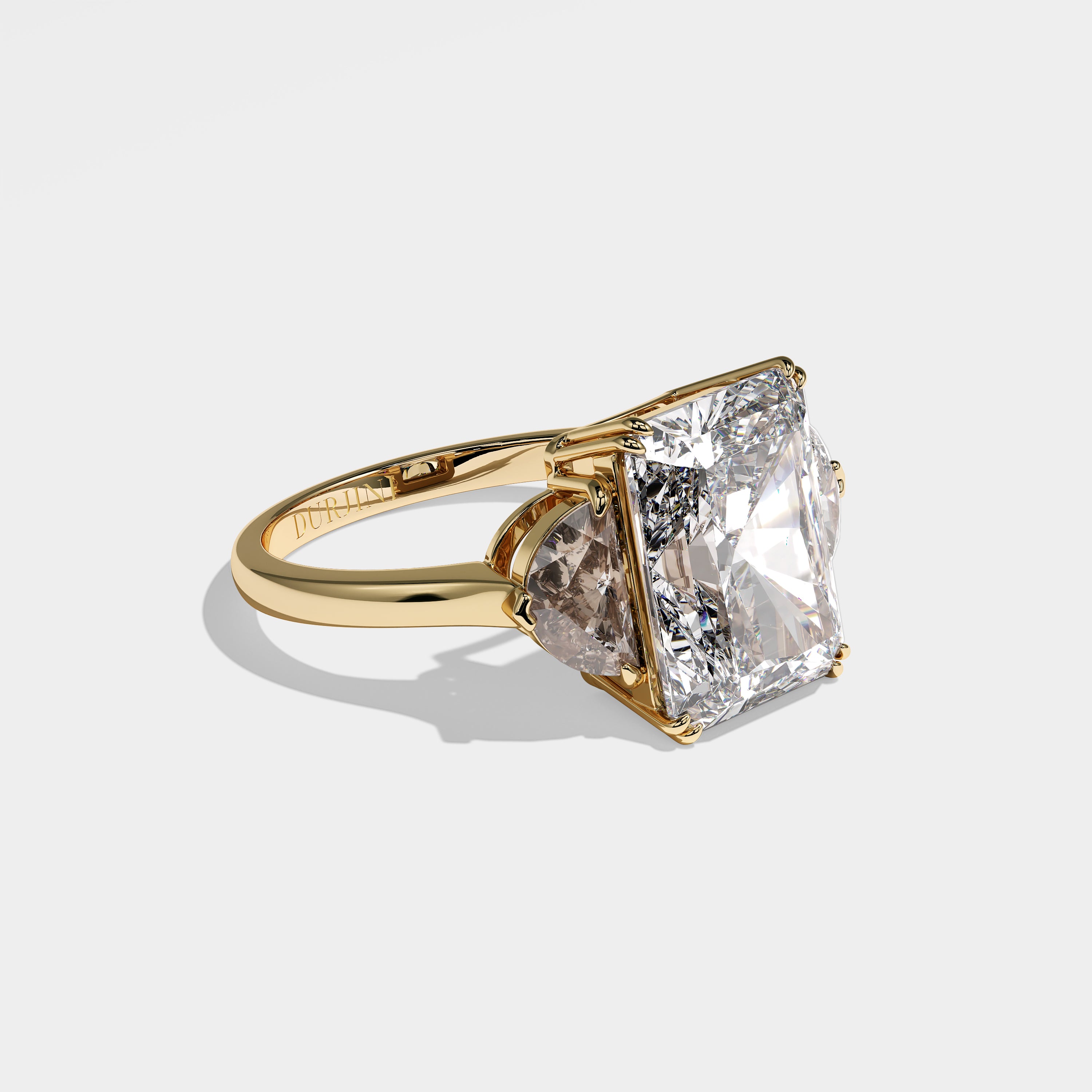 Abigail radiant-cut diamond engagement ring in 18K yellow gold by Kurbãni Durjini, right side