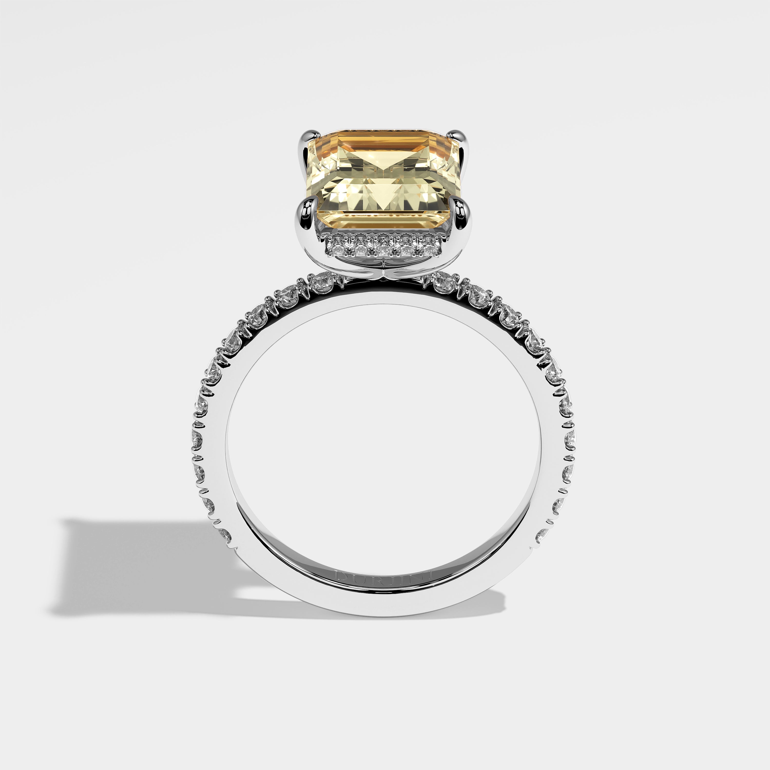 Beth Diamond Yellow Emerald Engagement Ring 18K White Gold 4.50ct