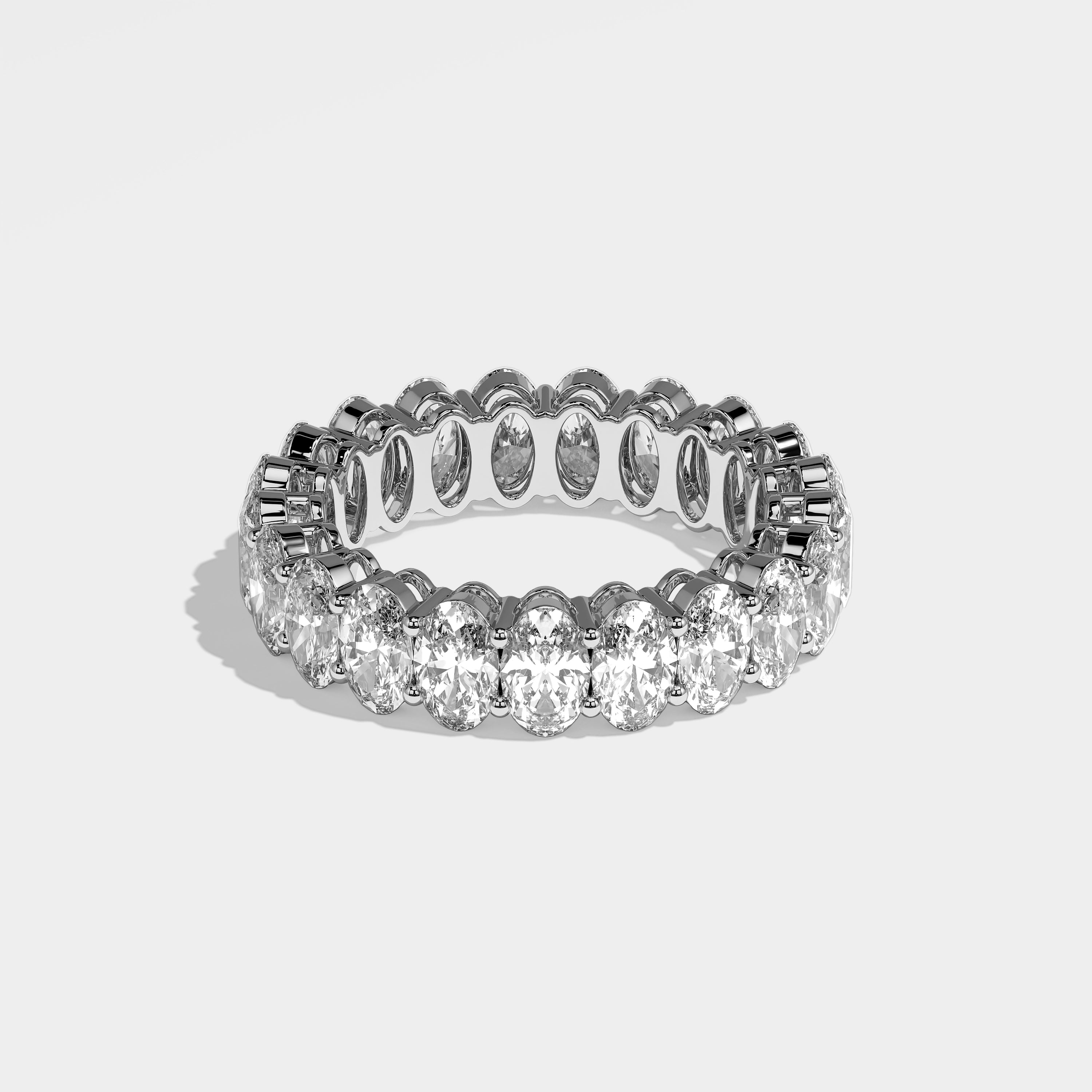 Alisha Diamond Oval Eternity Engagement Ring 18K White Gold 5.00ct