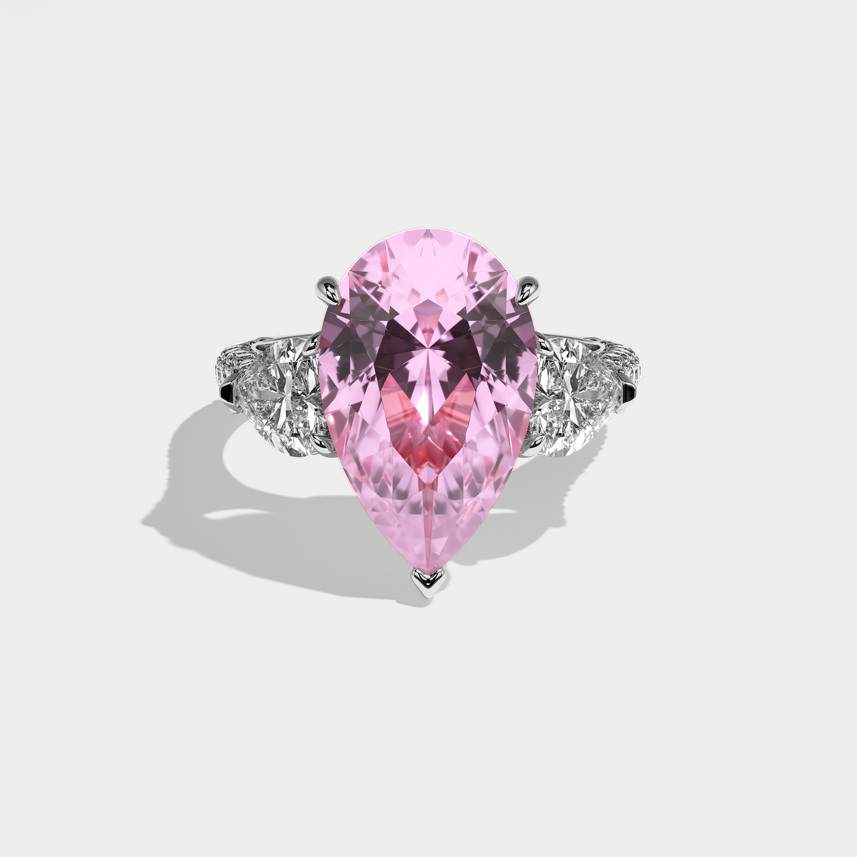 Stella Diamond Pink Pear Engagement Ring 18K White Gold 6.00ct