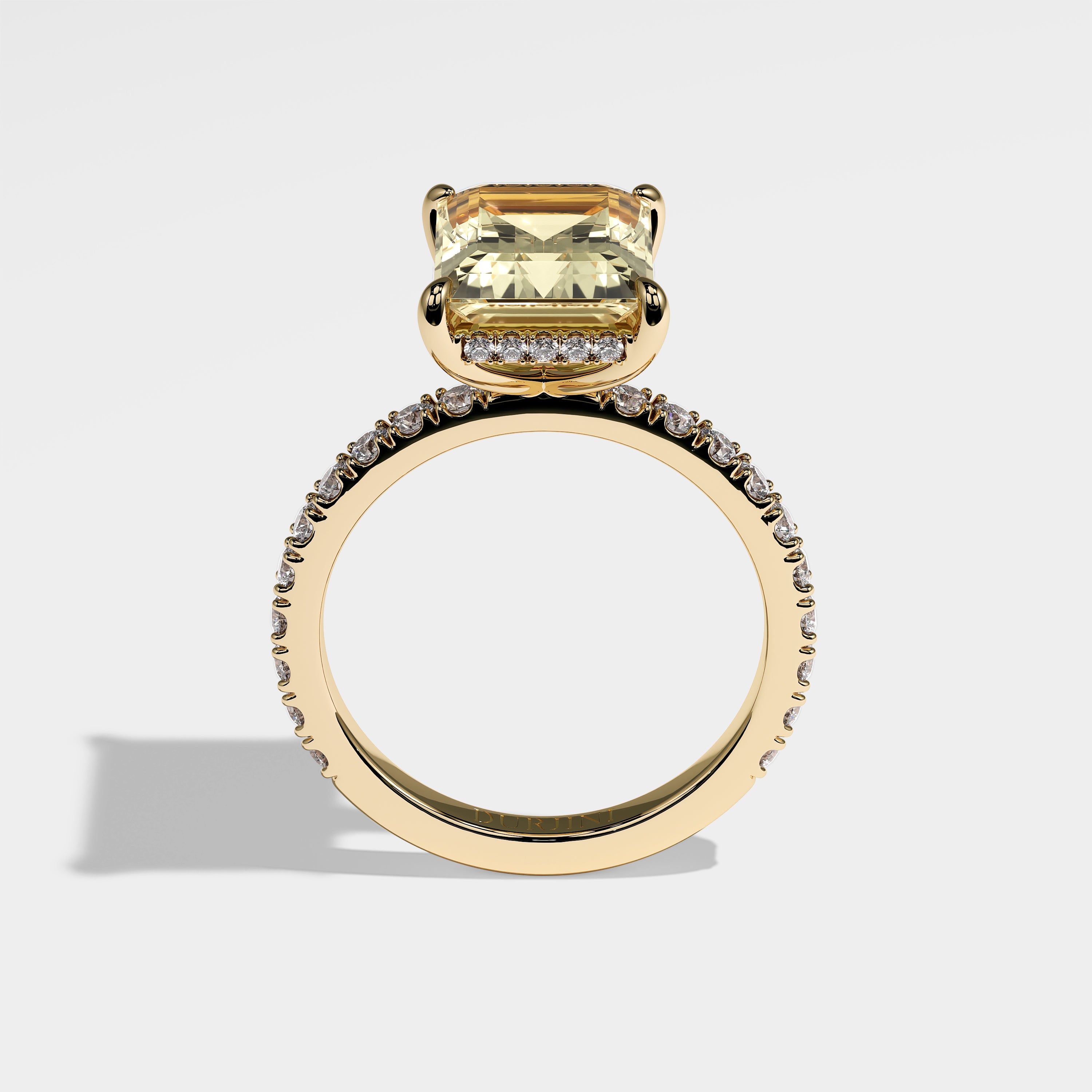 Macy Diamond Yellow Emerald Engagement Ring 18K Yellow Gold 4.50ct