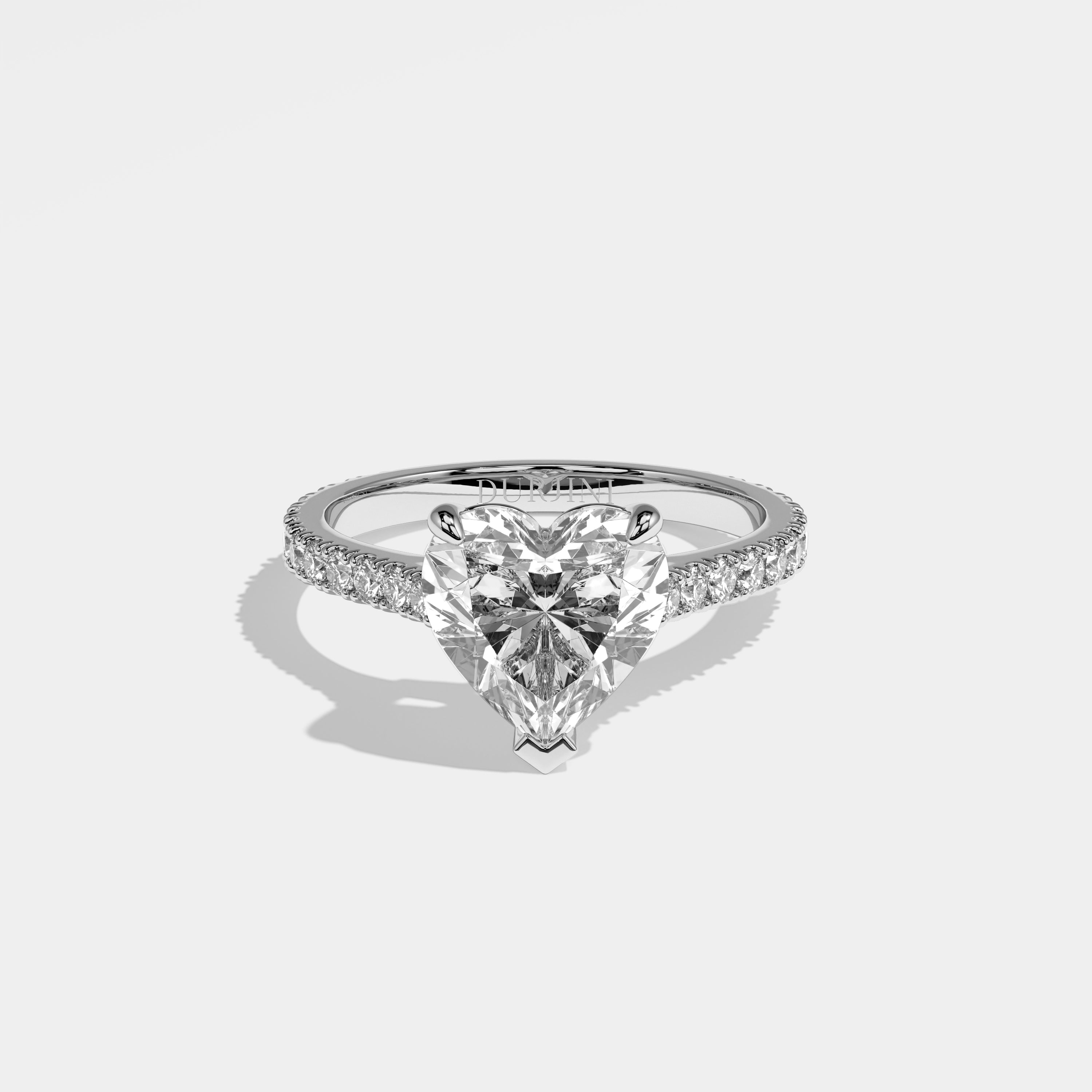 Misha Diamond Heart Engagement Ring 18K White Gold 4.00ct