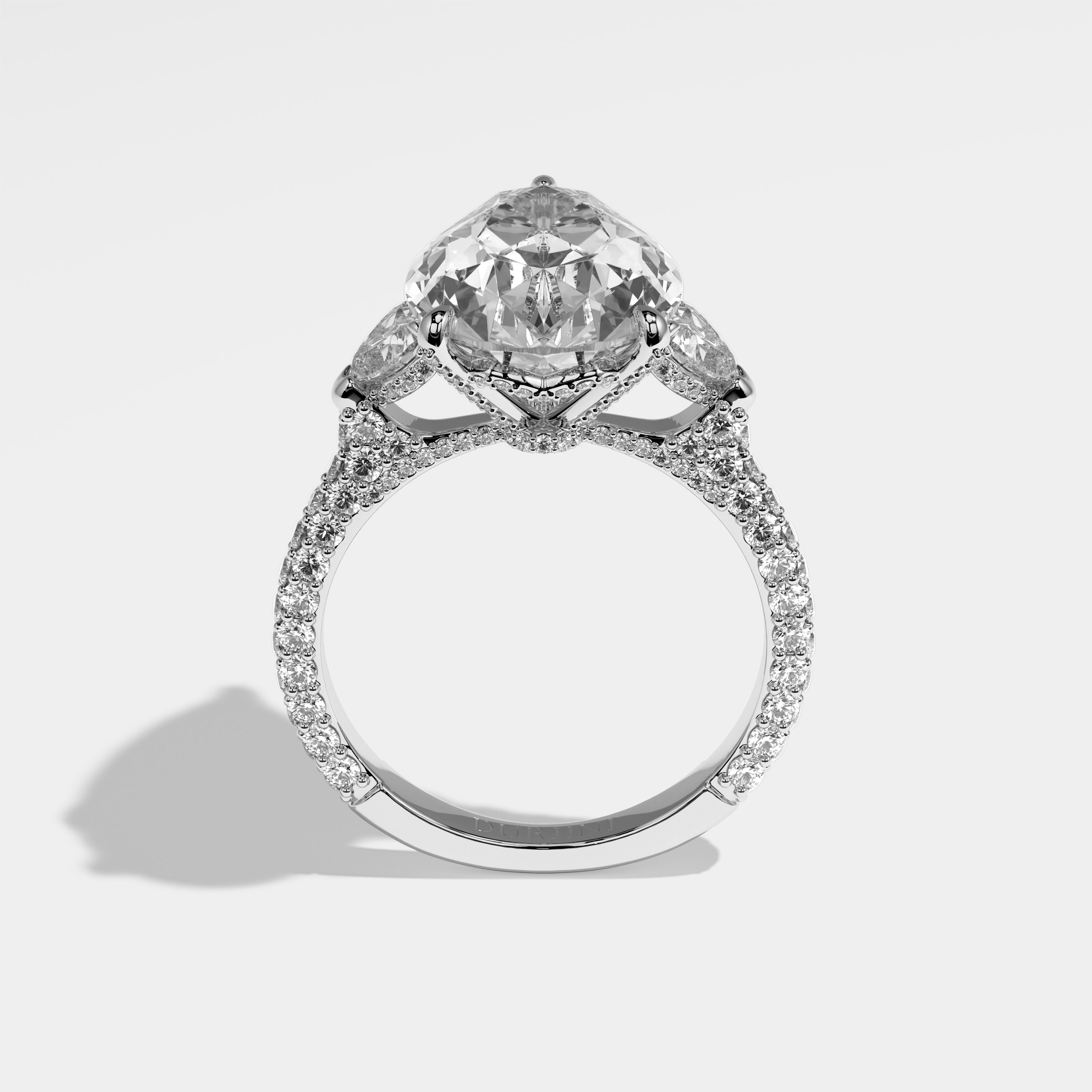 Delia Diamond Pear Halo Engagement Ring 18K White Gold 11.00ct