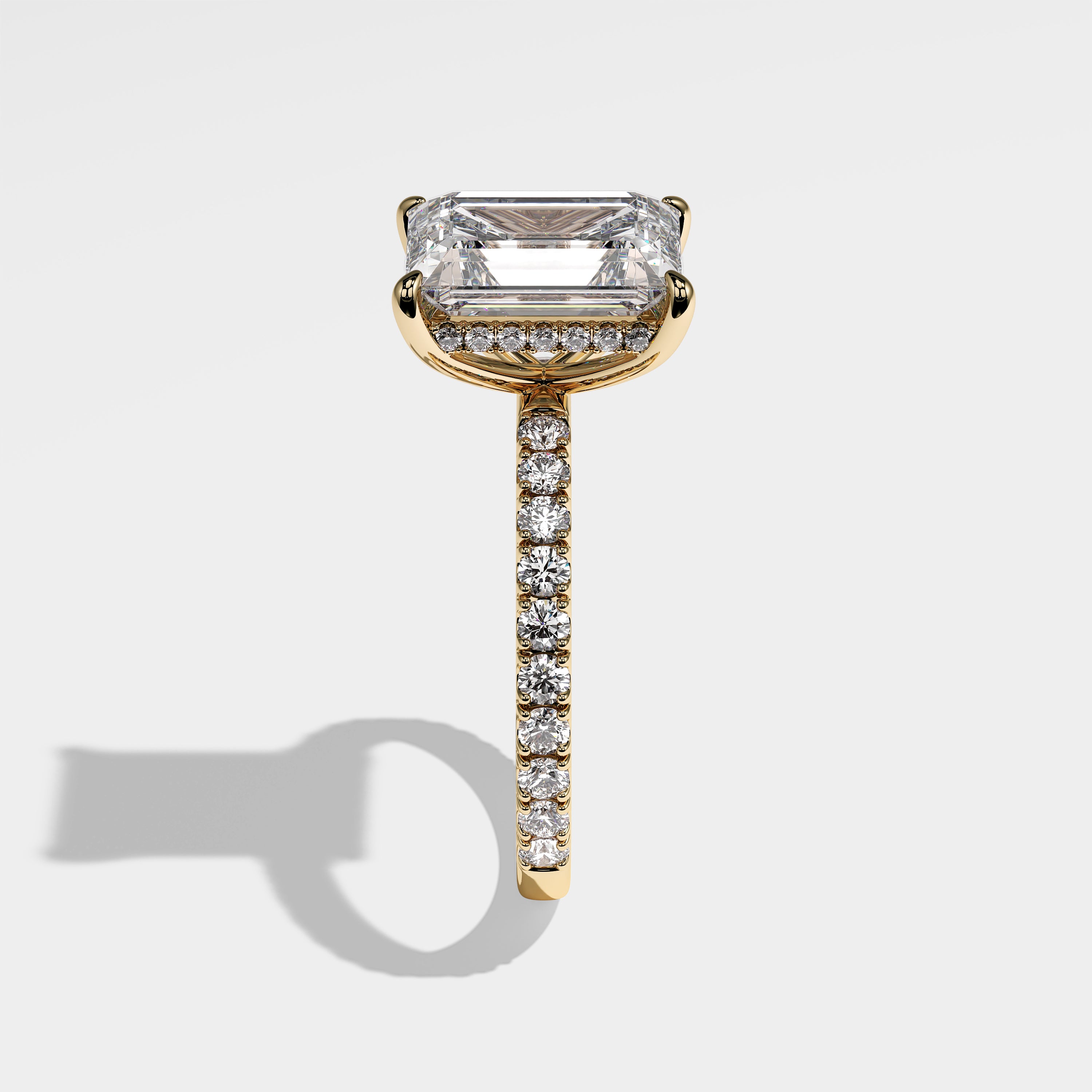 Amira Diamond Emerald Halo Engagement Ring 18K Yellow Gold 5.20ct