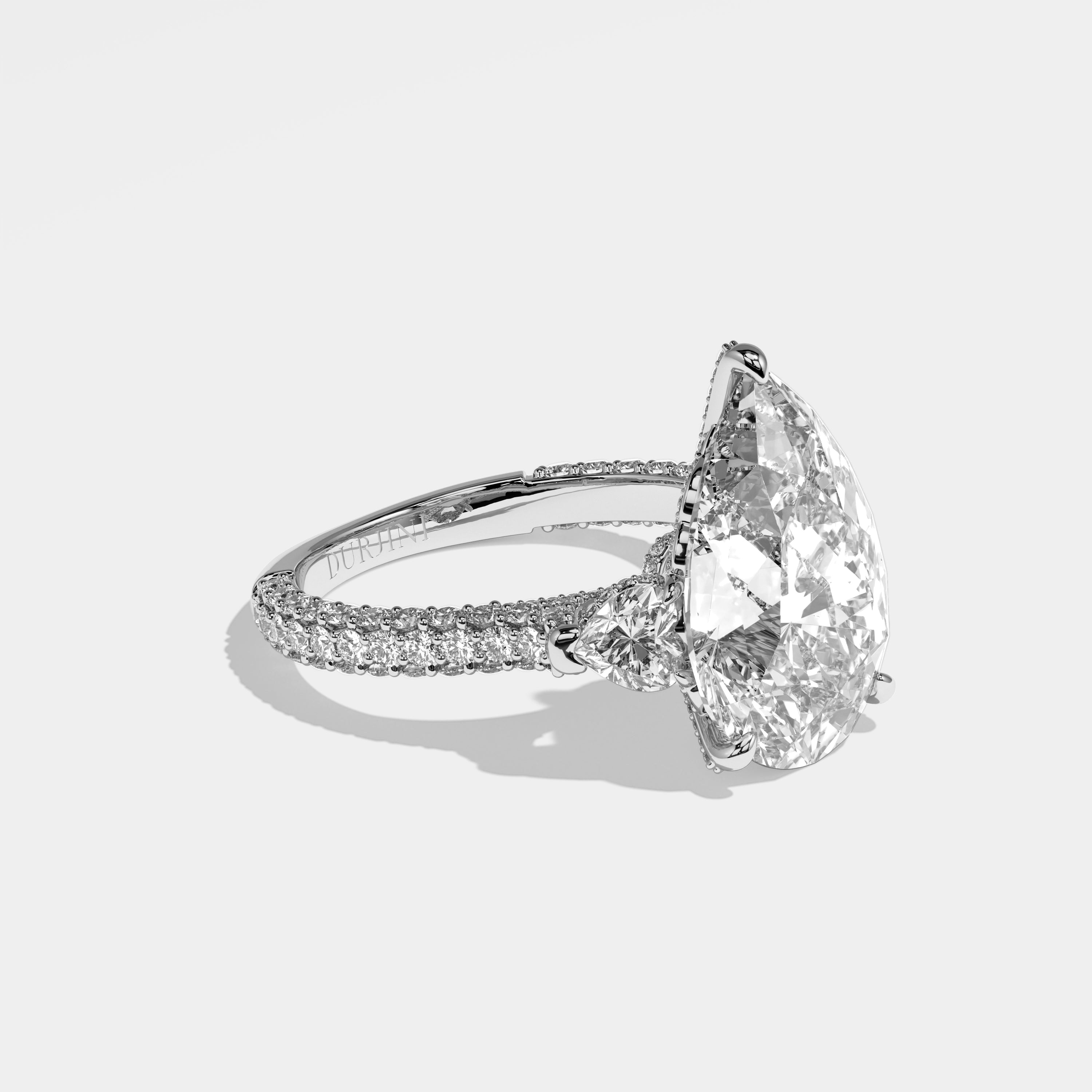 Delia Diamond Pear Halo Engagement Ring 18K White Gold 11.00ct
