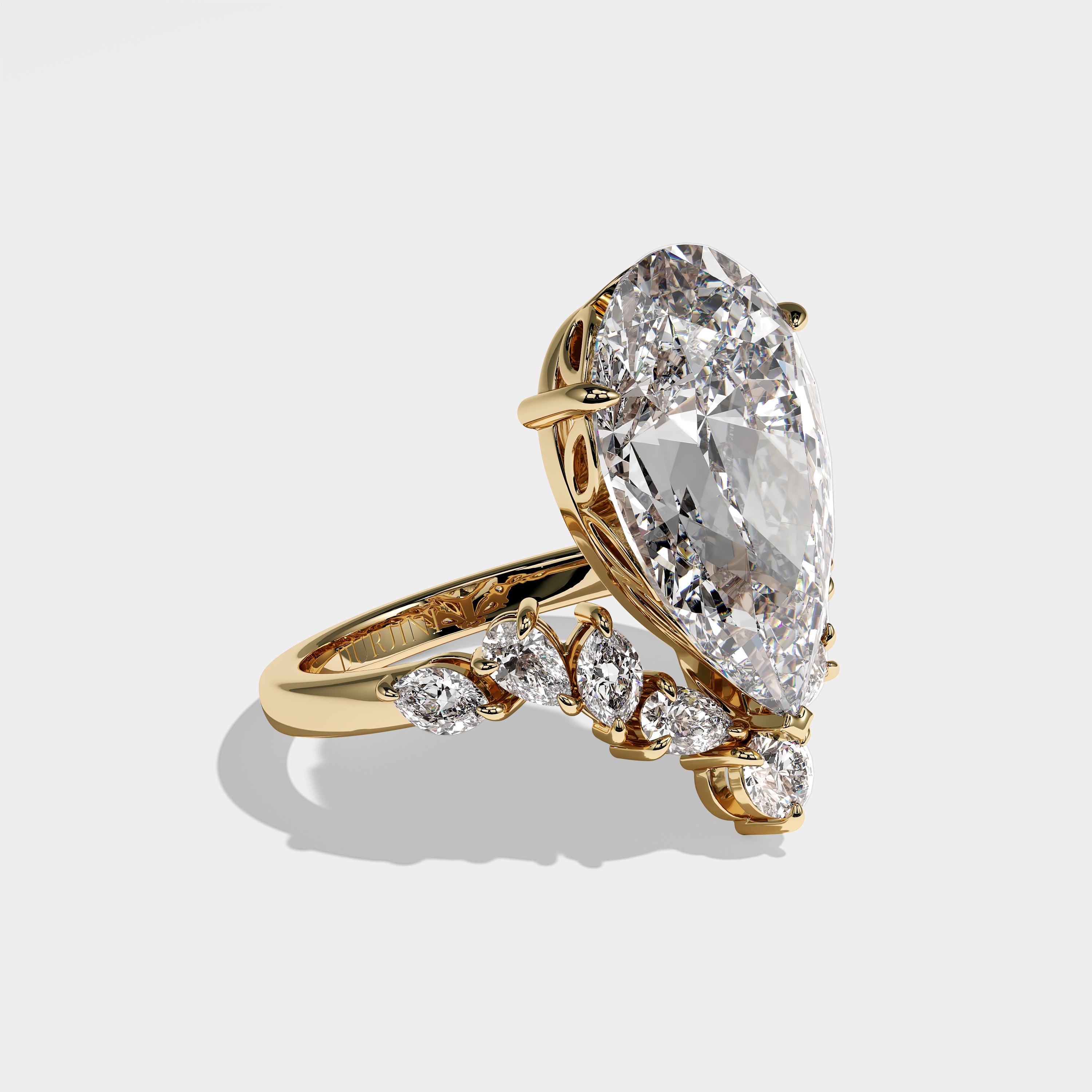 Emira Diamond Pear Halo Engagement Ring 18K Yellow Gold 18.00ct