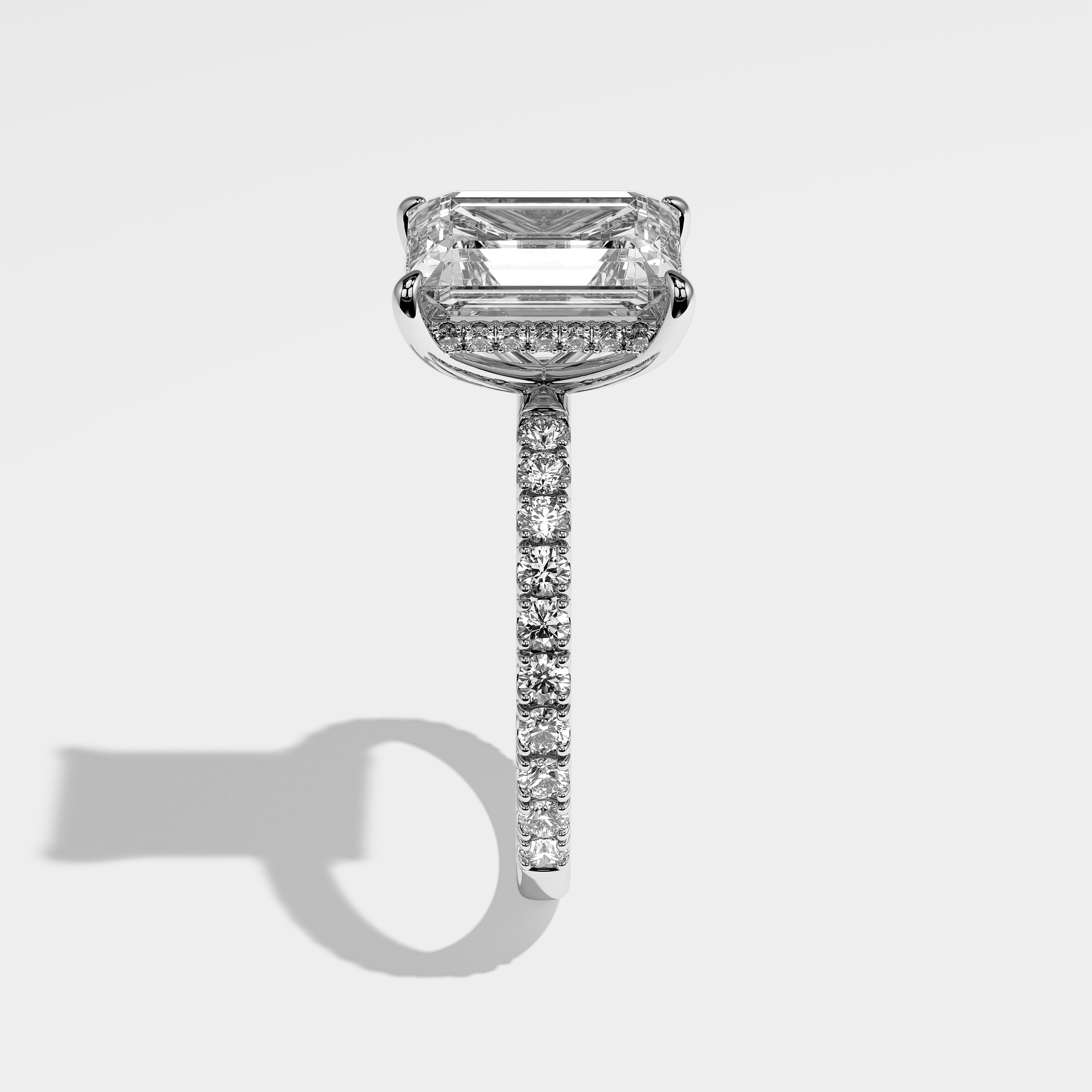 Harriet Diamond Emerald Halo Engagement Ring 18K White Gold 5.20ct