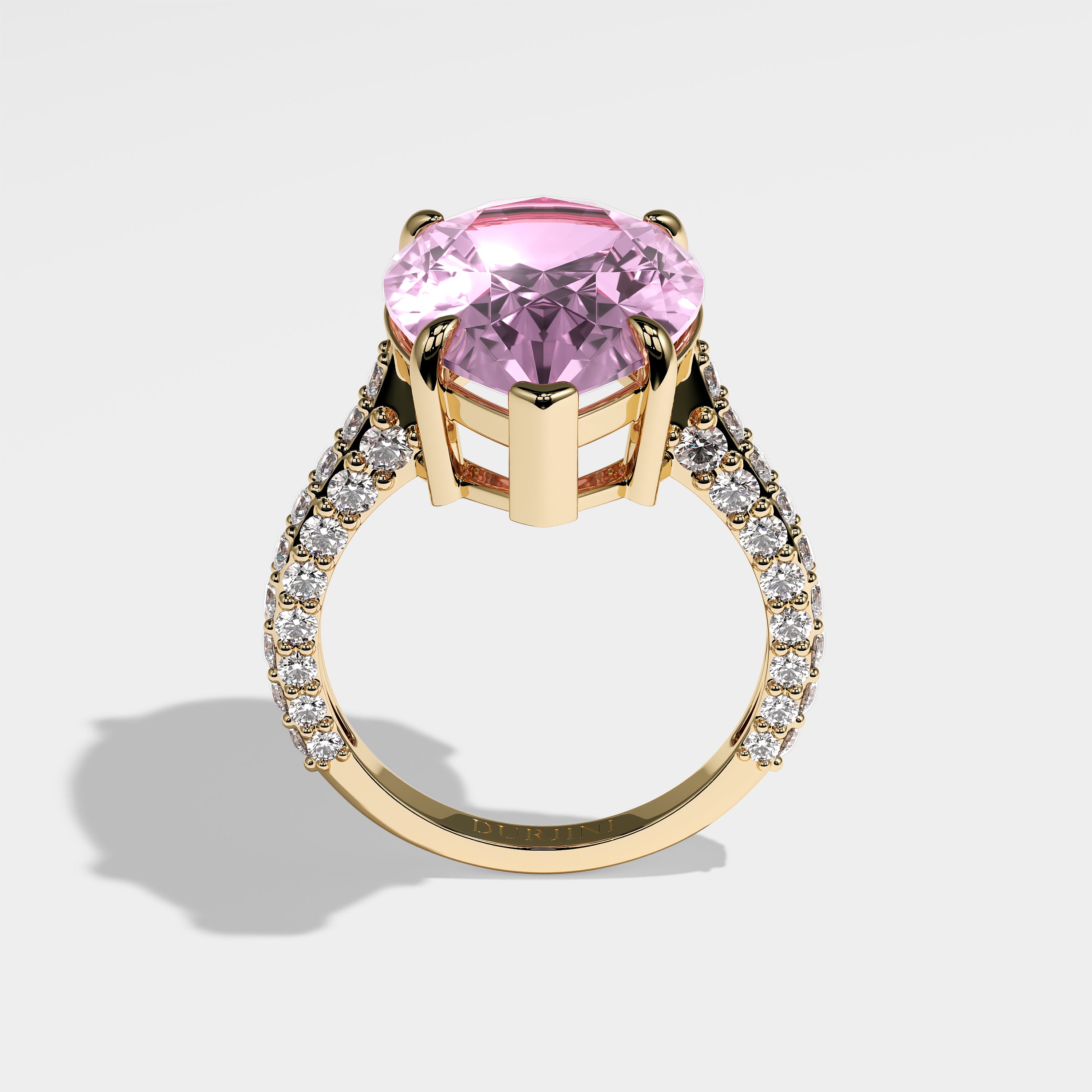Britney Diamond Pink Pear Engagement Ring 18K Yellow Gold 8.00ct
