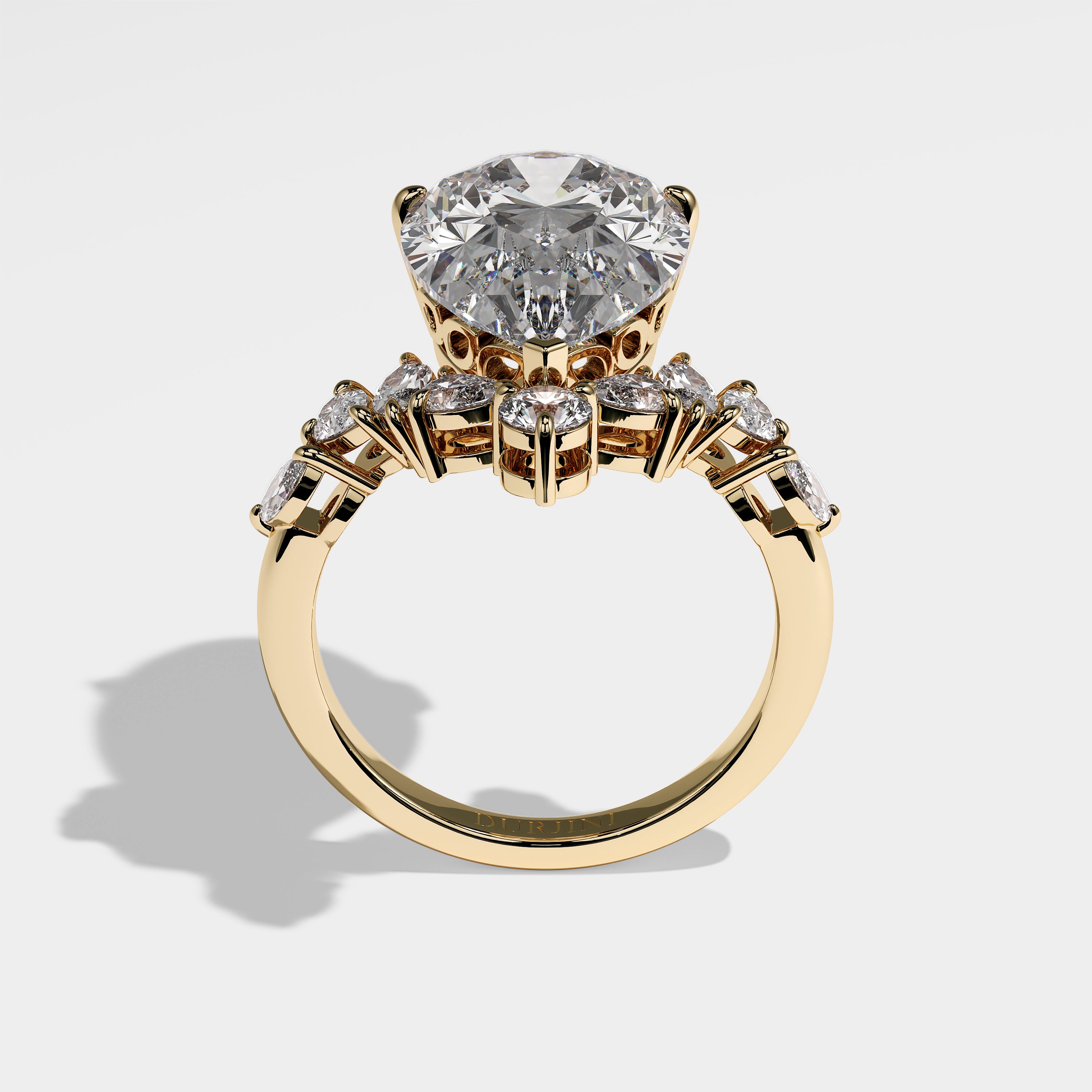 Emira Diamond Pear Halo Engagement Ring 18K Yellow Gold 18.00ct