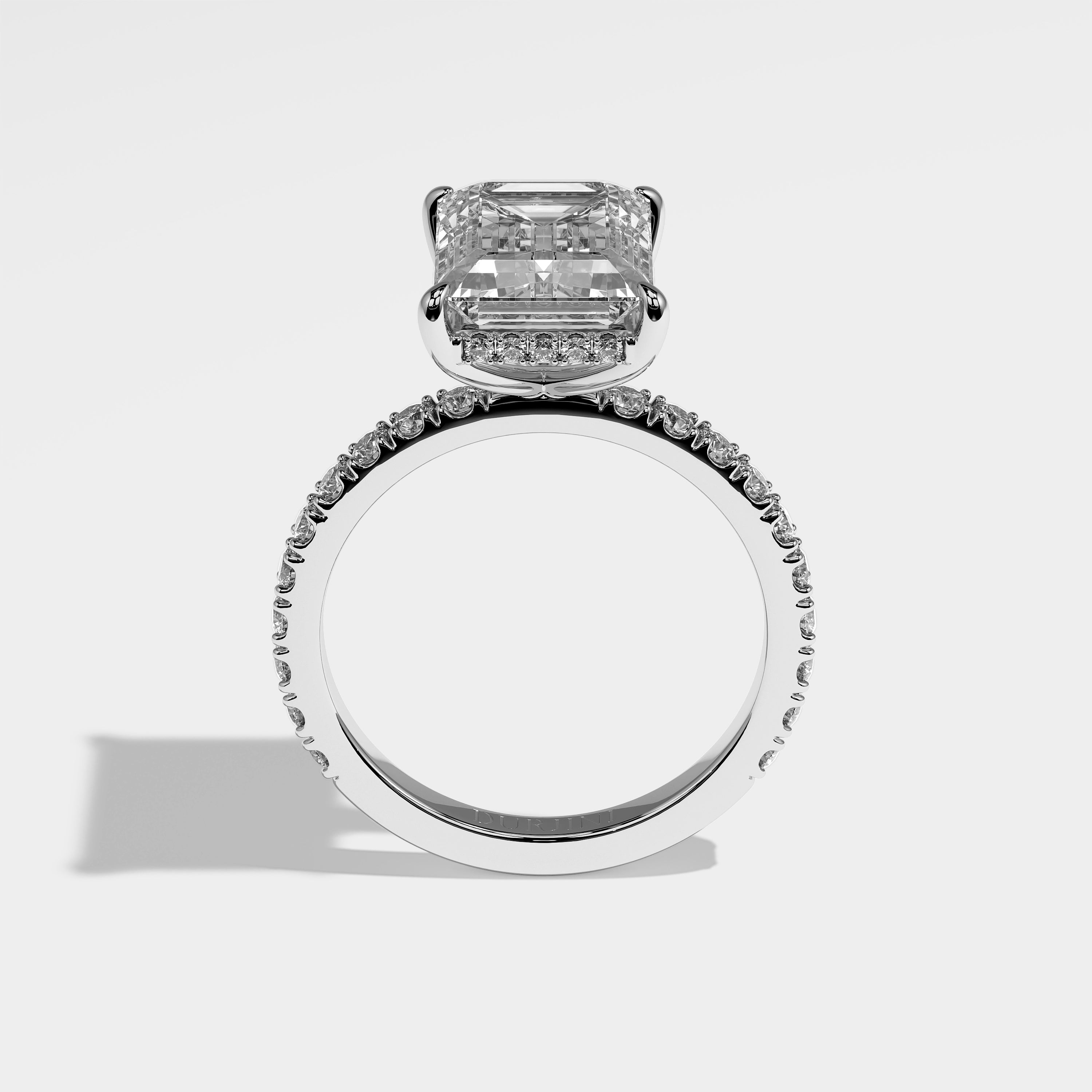 Harriet Diamond Emerald Halo Engagement Ring 18K White Gold 5.20ct