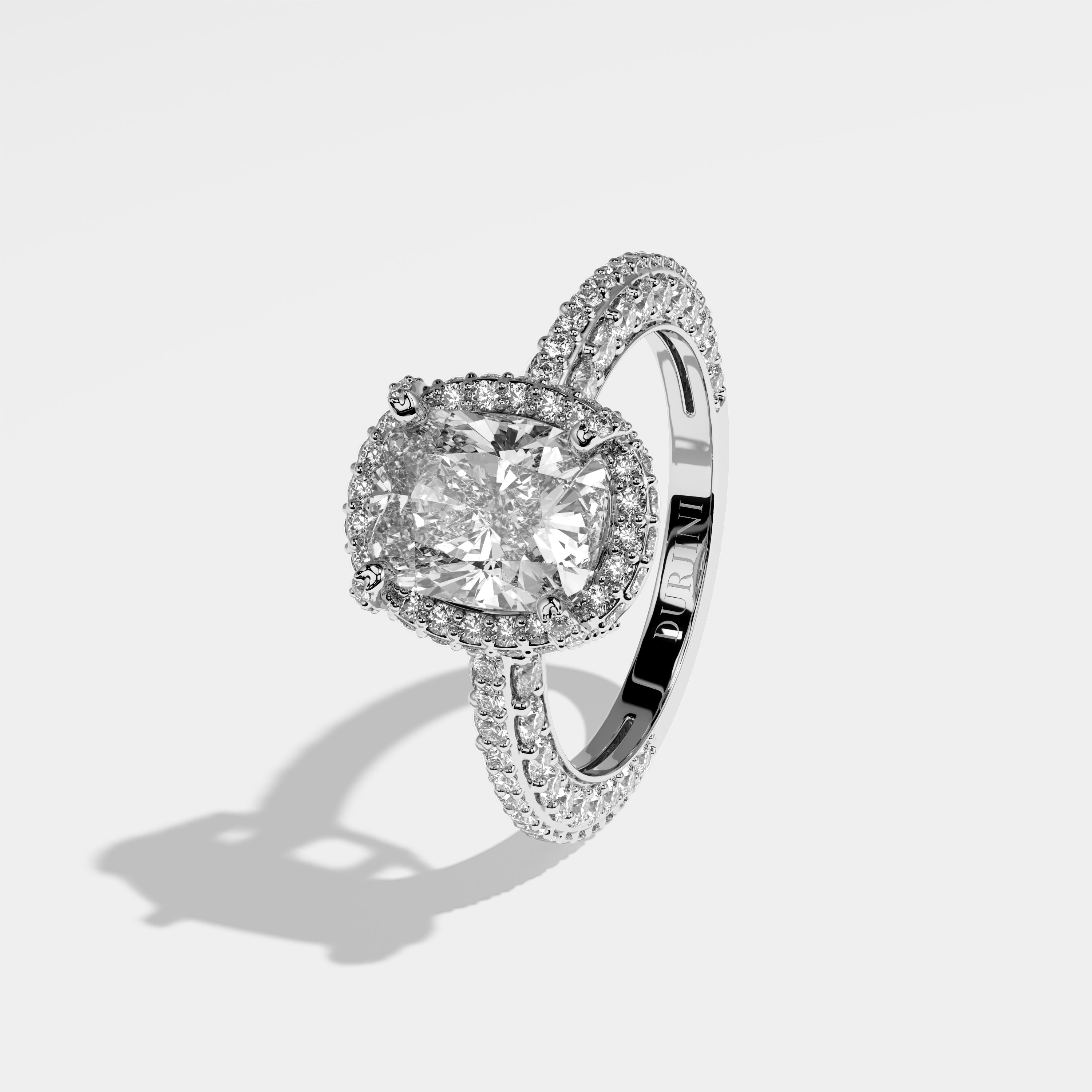 Riley Diamond Oval Halo Engagement Ring 18K White Gold 4.30ct