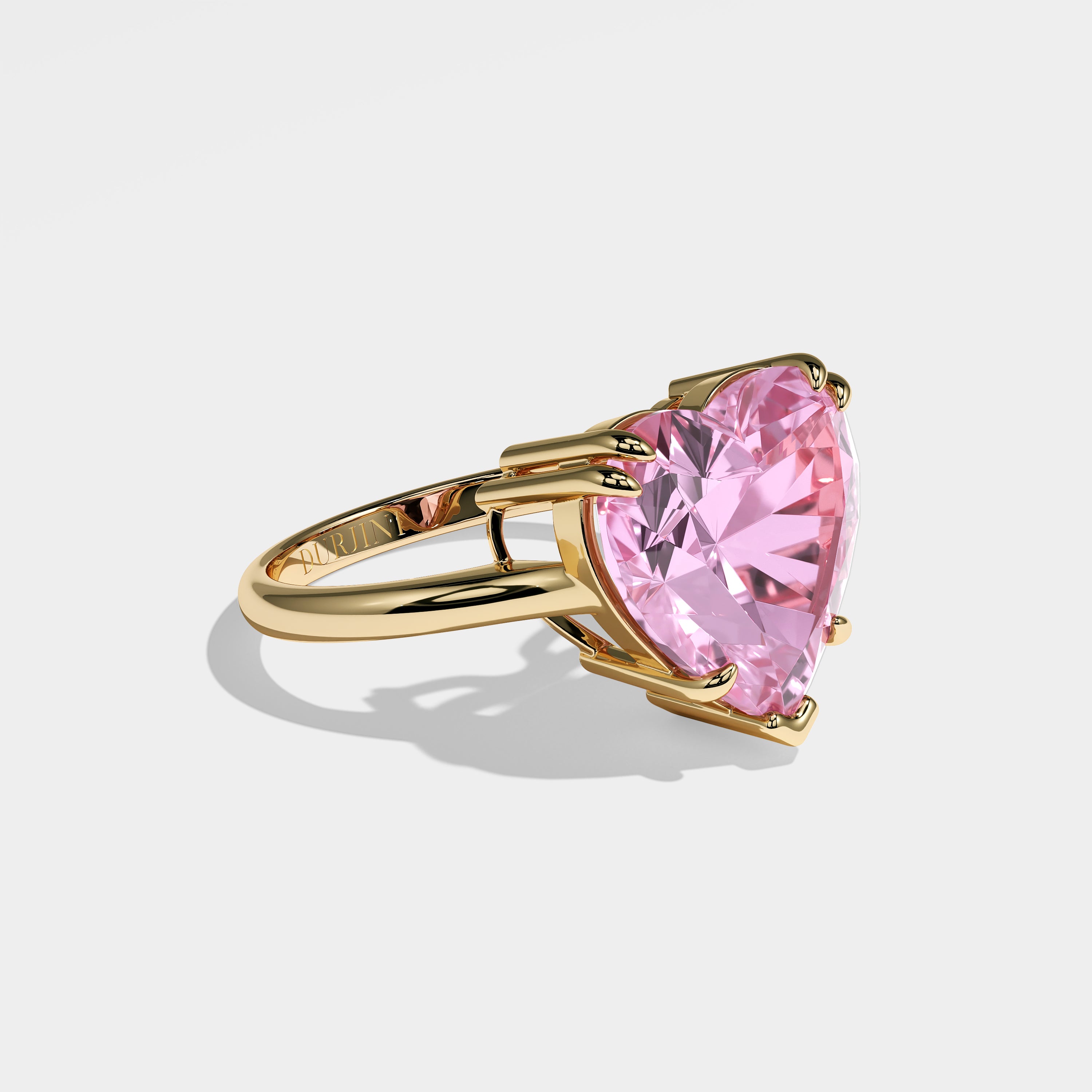 Mabel pink heart diamond engagement ring in 18K yellow gold by Kurbãni Durjini, right view