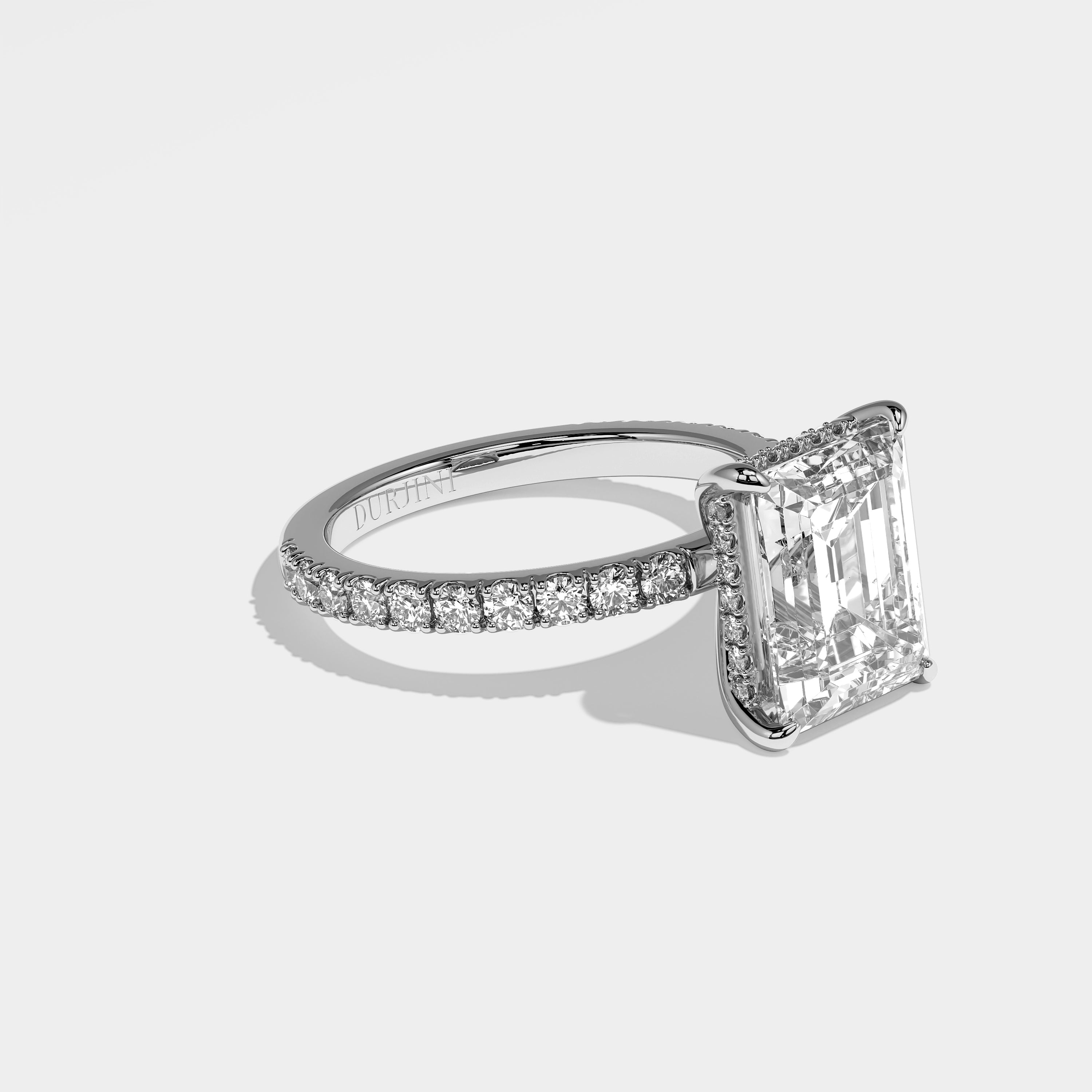 Harriet Diamond Emerald Halo Engagement Ring 18K White Gold 5.20ct
