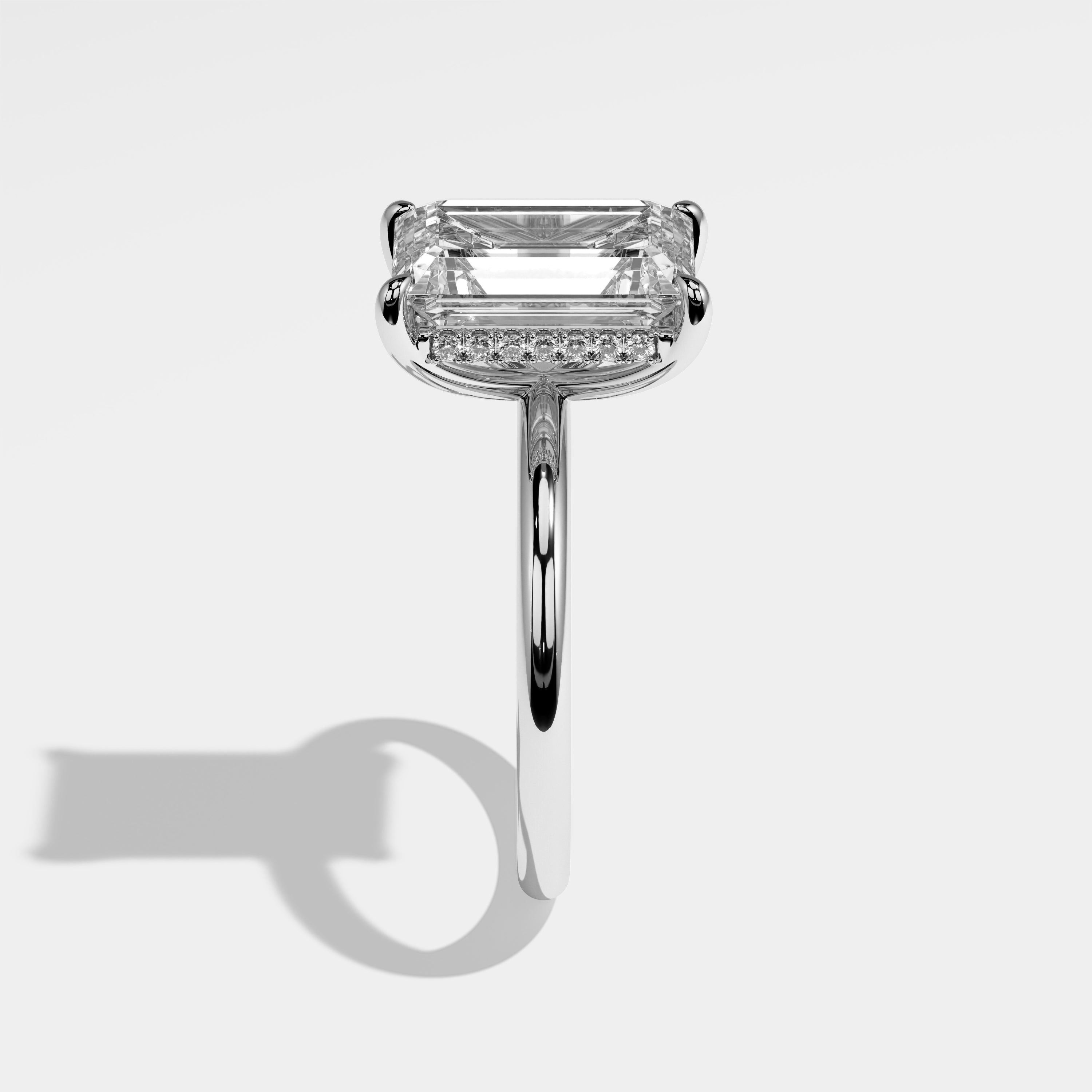 Side View – Kurbãni Durjini Diamond Emerald Halo Engagement Ring White Gold