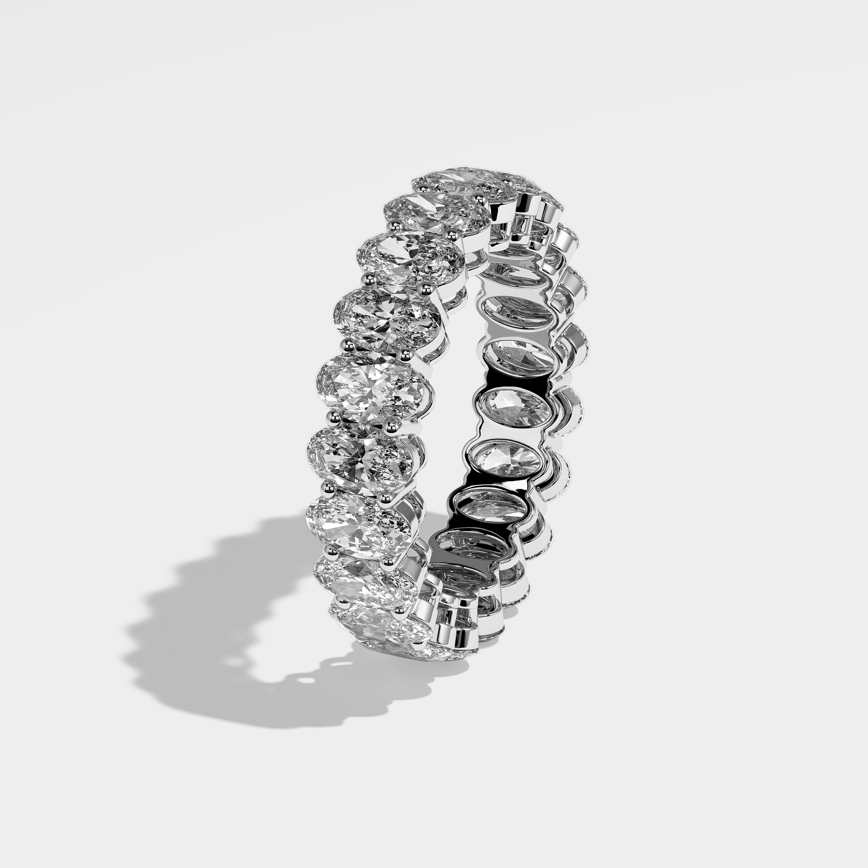 Alisha Diamond Oval Eternity Engagement Ring 18K White Gold 5.00ct